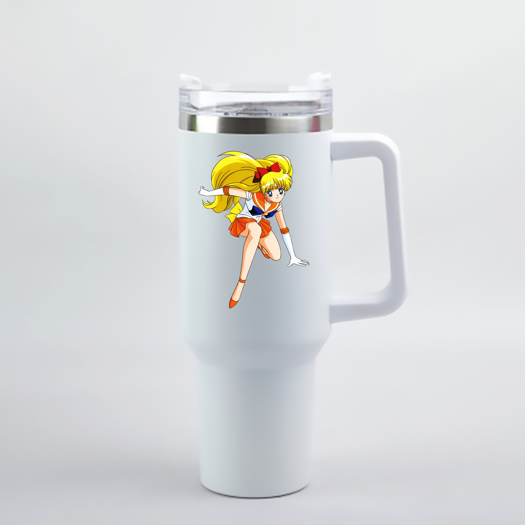 （画像用） 美少女戦士セーラームーン 愛野 美奈子 あいの みなこ Sailor Moon Aino Minako 1200mL車用タンブラー - クリスタルステッカー（プラスチックストロー付き）