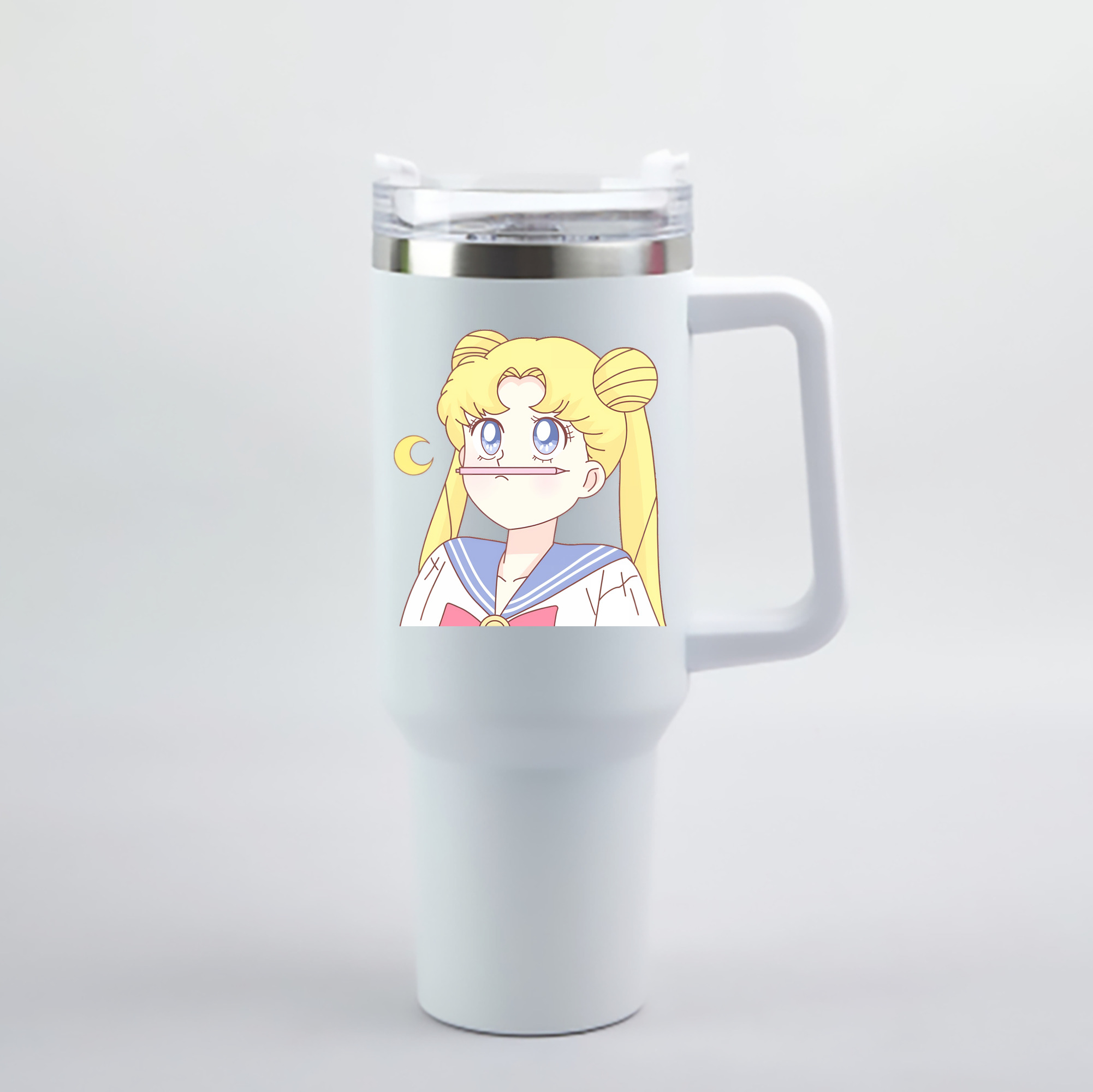 （画像用） 美少女戦士セーラームーン 愛野 美奈子 あいの みなこ Sailor Moon Aino Minako 1200mL車用タンブラー - クリスタルステッカー（プラスチックストロー付き）