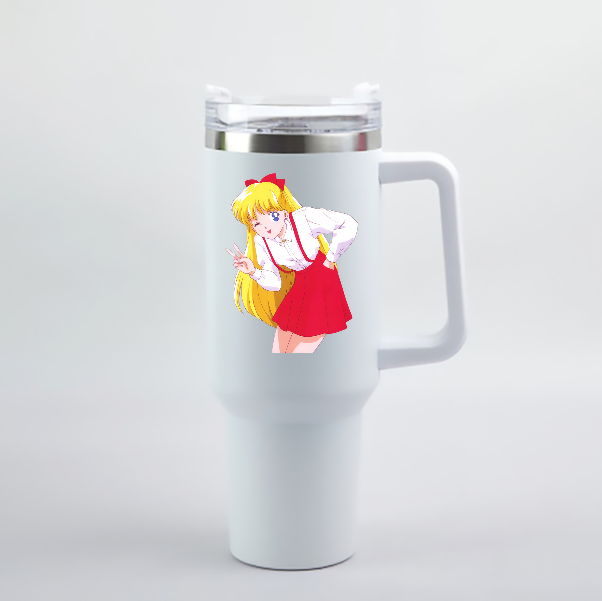（画像用） 美少女戦士セーラームーン 愛野 美奈子 あいの みなこ Sailor Moon Aino Minako 1200mL車用タンブラー - クリスタルステッカー（プラスチックストロー付き）
