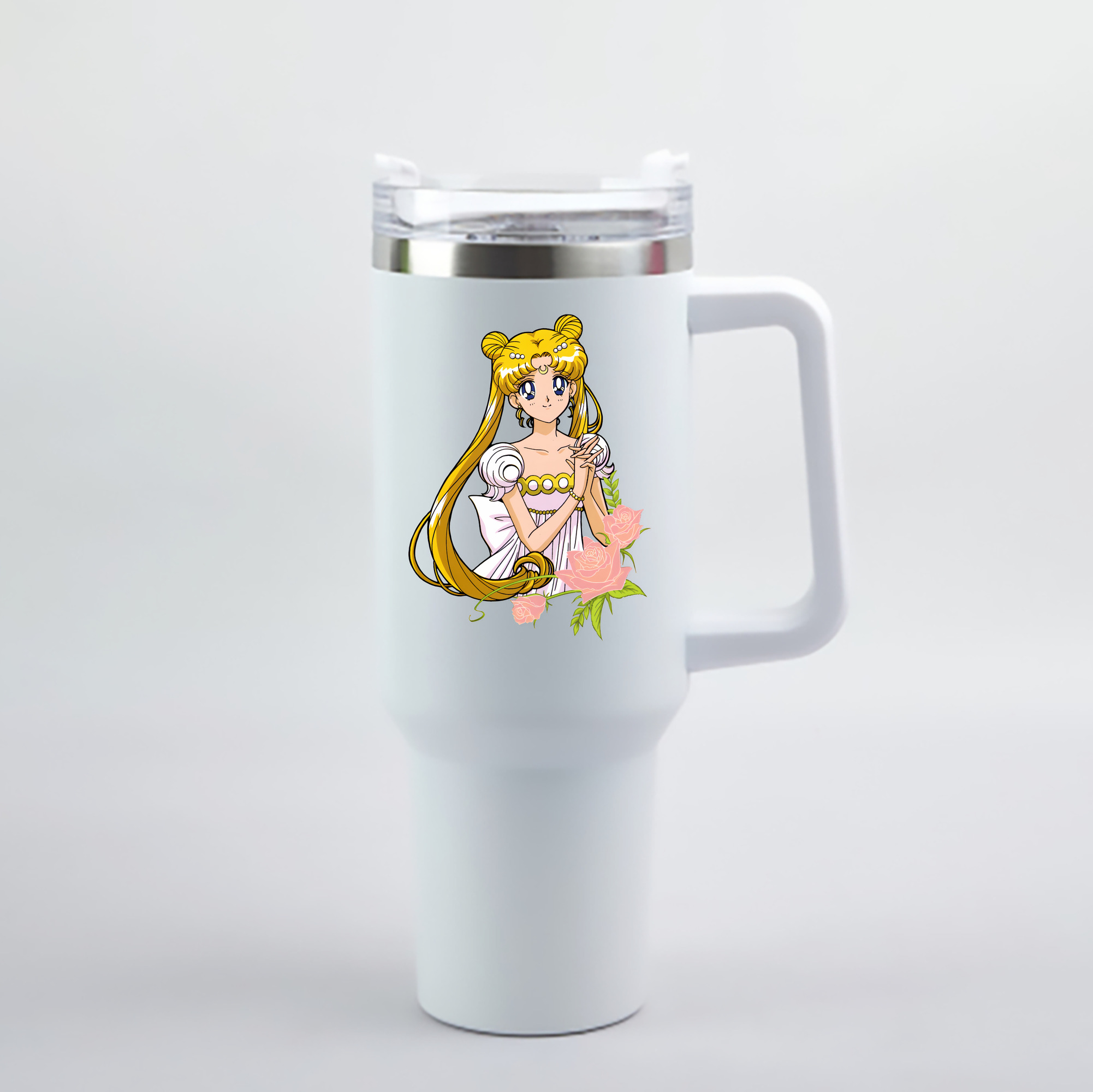 （画像用） 美少女戦士セーラームーン 愛野 美奈子 あいの みなこ Sailor Moon Aino Minako 1200mL車用タンブラー - クリスタルステッカー（プラスチックストロー付き）