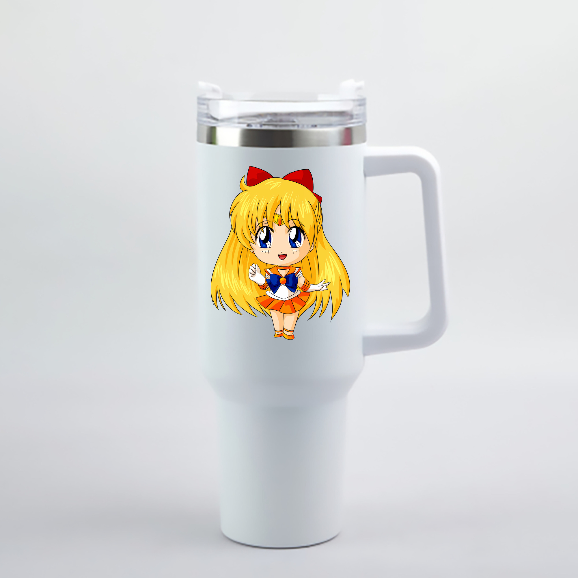 （画像用） 美少女戦士セーラームーン 愛野 美奈子 あいの みなこ Sailor Moon Aino Minako 1200mL車用タンブラー - クリスタルステッカー（プラスチックストロー付き）