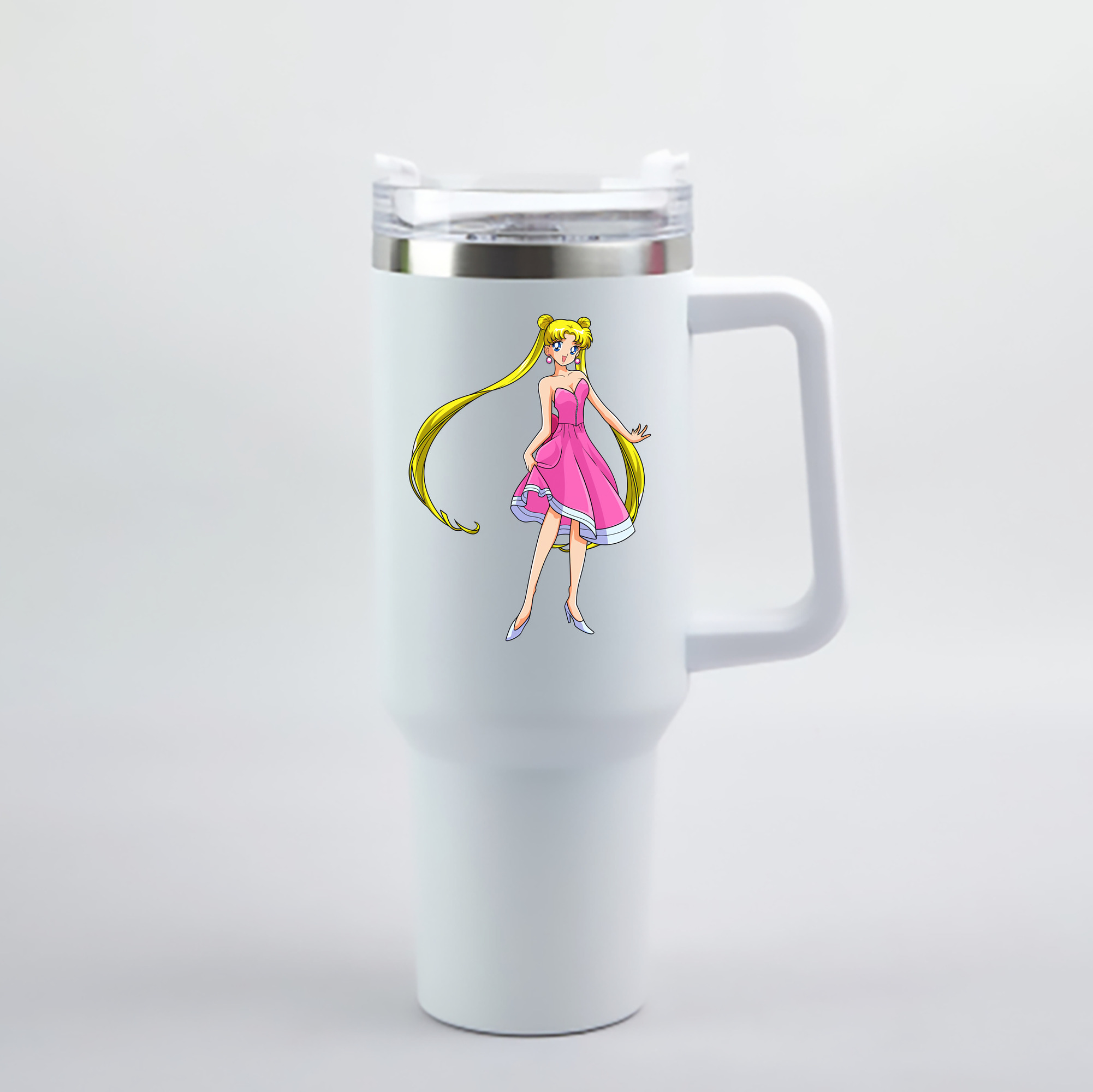 （画像用） 美少女戦士セーラームーン 愛野 美奈子 あいの みなこ Sailor Moon Aino Minako 1200mL車用タンブラー - クリスタルステッカー（プラスチックストロー付き）