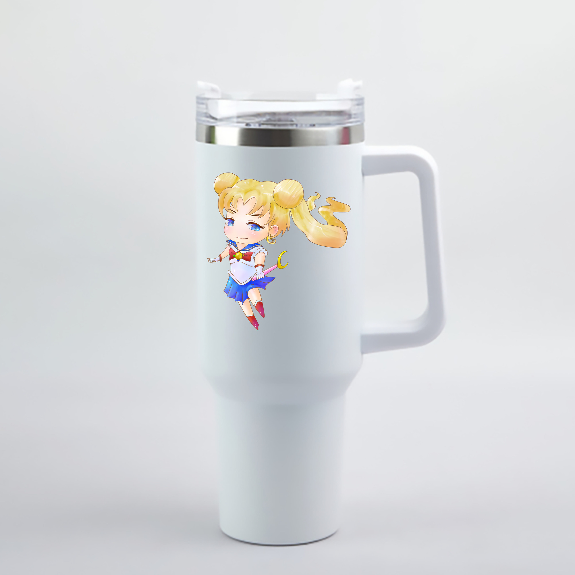 （画像用） 美少女戦士セーラームーン 愛野 美奈子 あいの みなこ Sailor Moon Aino Minako 1200mL車用タンブラー - クリスタルステッカー（プラスチックストロー付き）