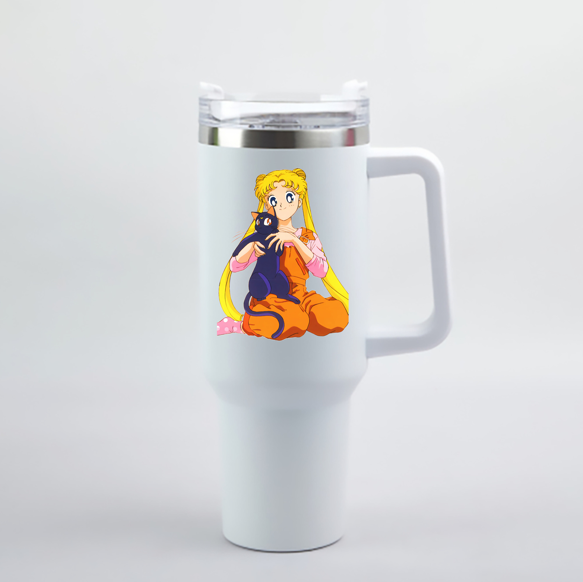 （画像用） 美少女戦士セーラームーン 愛野 美奈子 あいの みなこ Sailor Moon Aino Minako 1200mL車用タンブラー - クリスタルステッカー（プラスチックストロー付き）