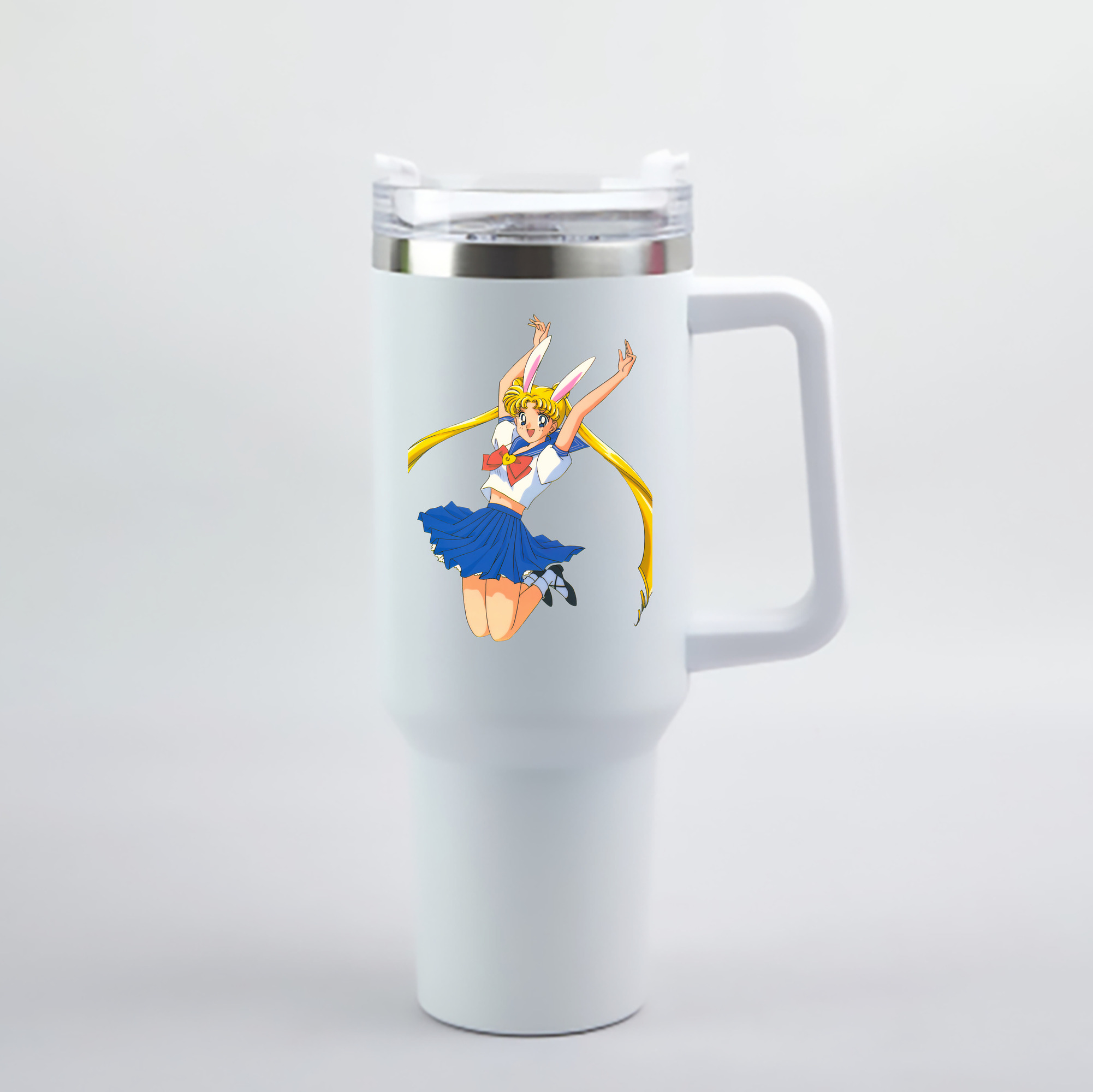 （画像用） 美少女戦士セーラームーン 愛野 美奈子 あいの みなこ Sailor Moon Aino Minako 1200mL車用タンブラー - クリスタルステッカー（プラスチックストロー付き）