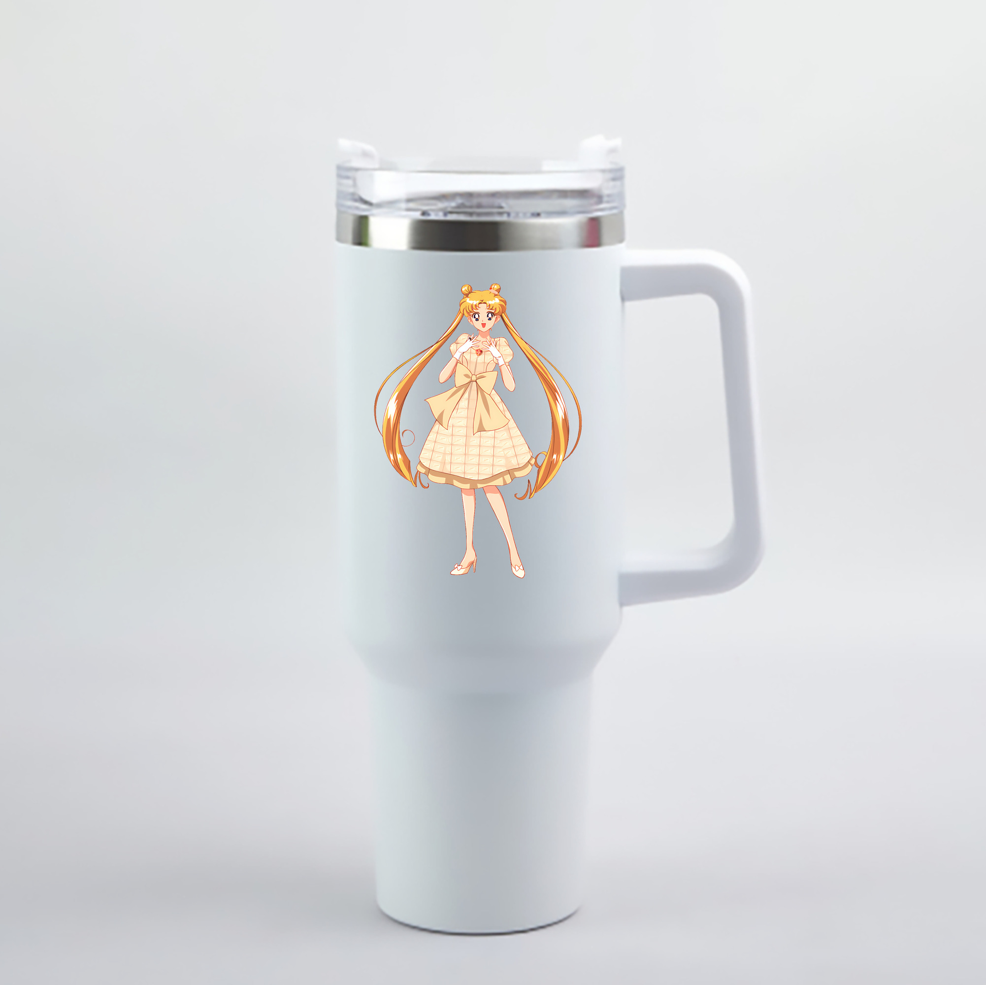 （画像用） 美少女戦士セーラームーン 愛野 美奈子 あいの みなこ Sailor Moon Aino Minako 1200mL車用タンブラー - クリスタルステッカー（プラスチックストロー付き）