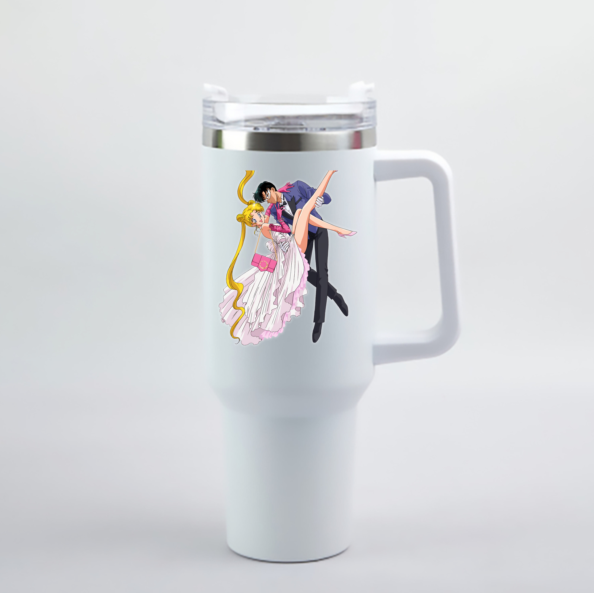 （画像用） 美少女戦士セーラームーン 愛野 美奈子 あいの みなこ Sailor Moon Aino Minako 1200mL車用タンブラー - クリスタルステッカー（プラスチックストロー付き）