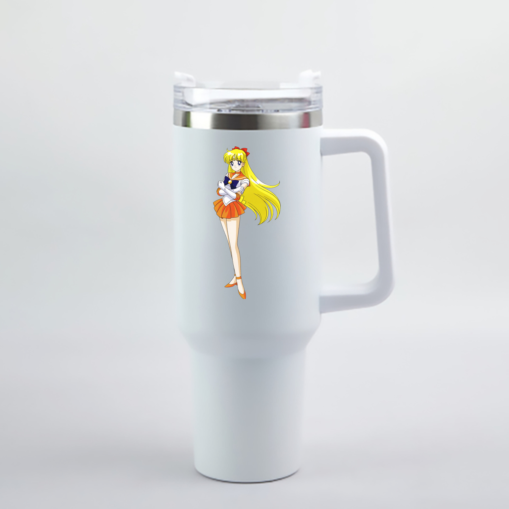 （画像用） 美少女戦士セーラームーン 愛野 美奈子 あいの みなこ Sailor Moon Aino Minako 1200mL車用タンブラー - クリスタルステッカー（プラスチックストロー付き）