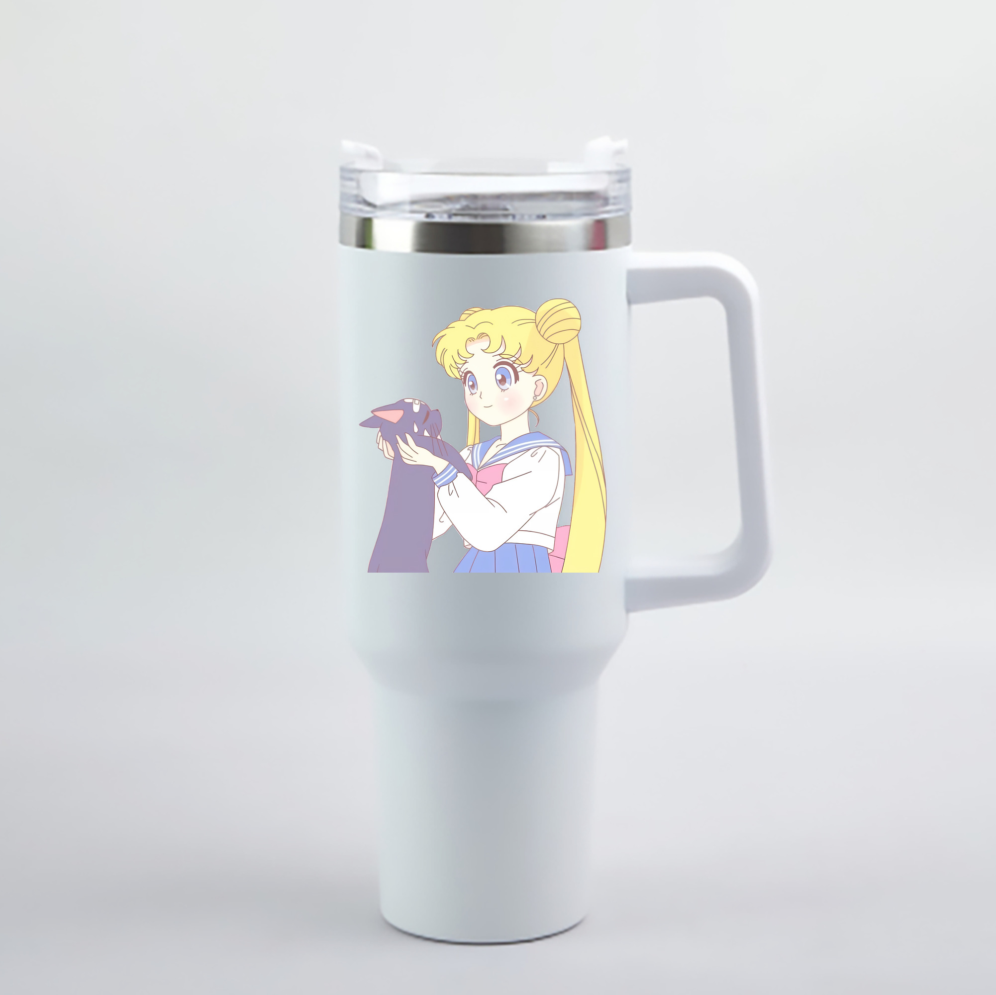 （画像用） 美少女戦士セーラームーン 愛野 美奈子 あいの みなこ Sailor Moon Aino Minako 1200mL車用タンブラー - クリスタルステッカー（プラスチックストロー付き）