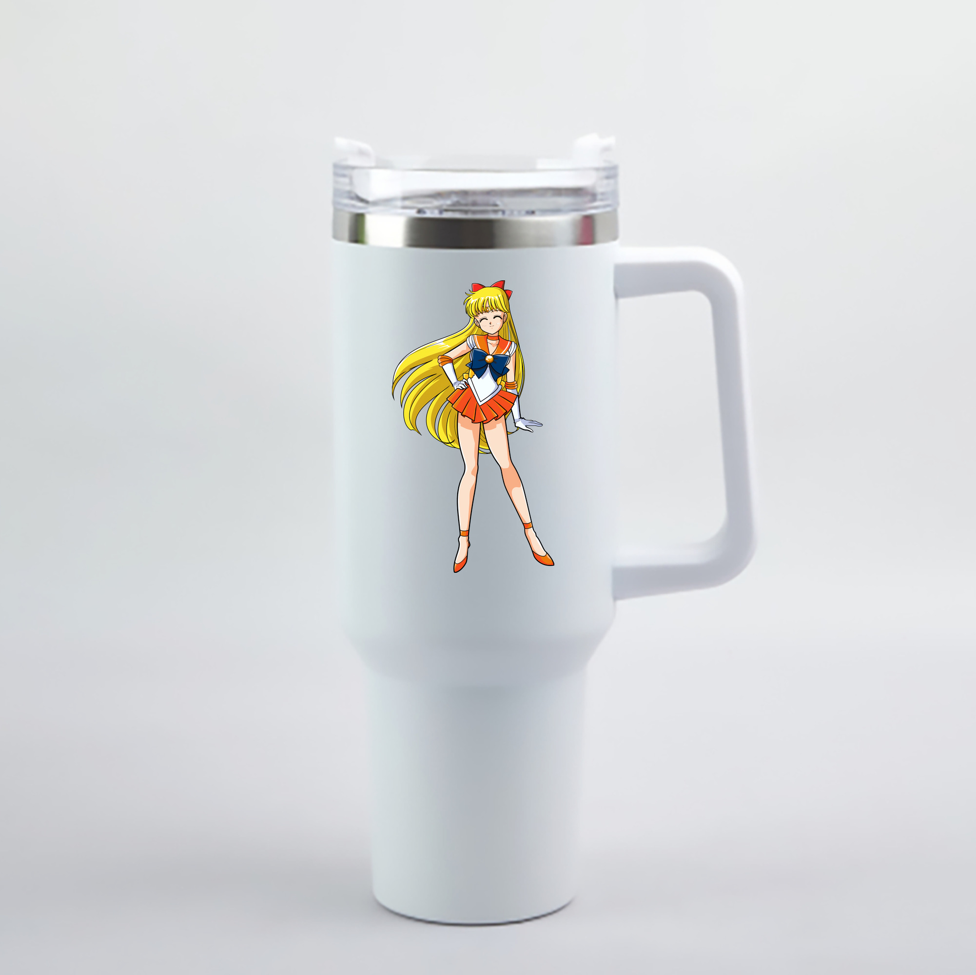 （画像用） 美少女戦士セーラームーン 愛野 美奈子 あいの みなこ Sailor Moon Aino Minako 1200mL車用タンブラー - クリスタルステッカー（プラスチックストロー付き）