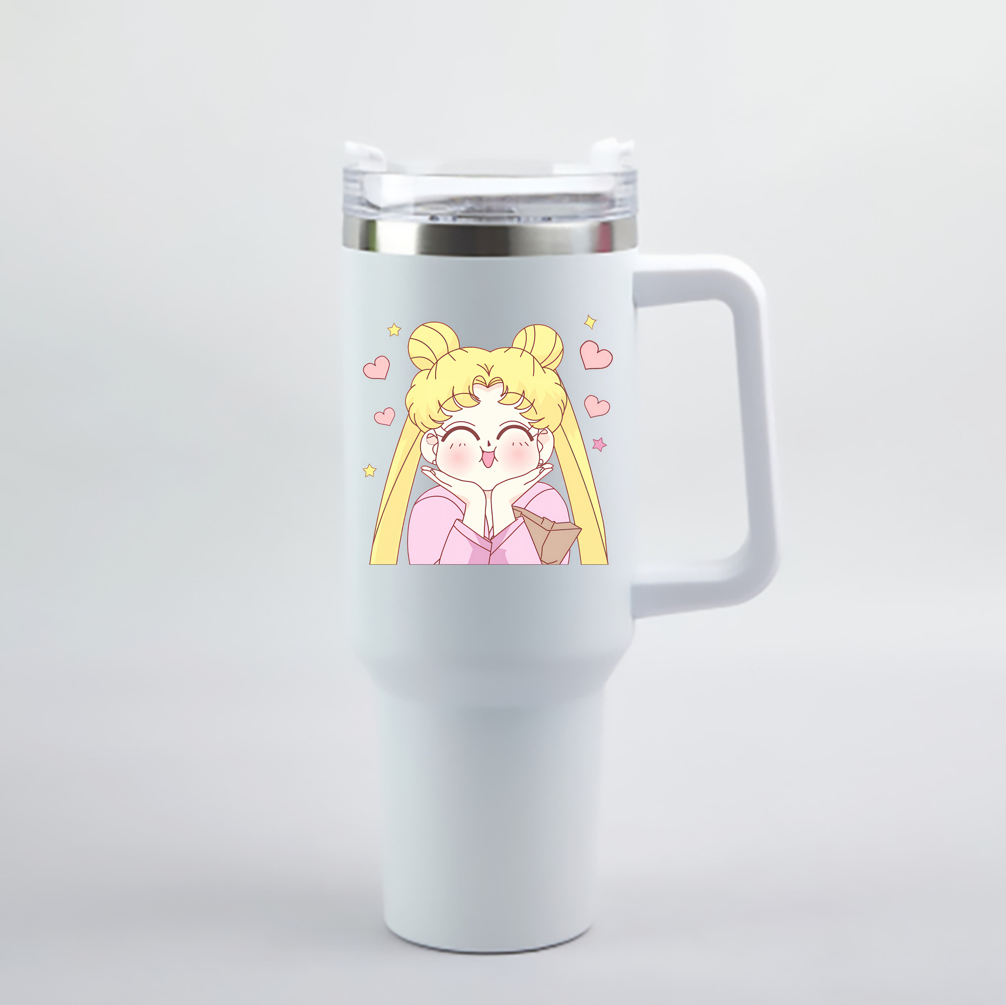 （画像用） 美少女戦士セーラームーン 愛野 美奈子 あいの みなこ Sailor Moon Aino Minako 1200mL車用タンブラー - クリスタルステッカー（プラスチックストロー付き）