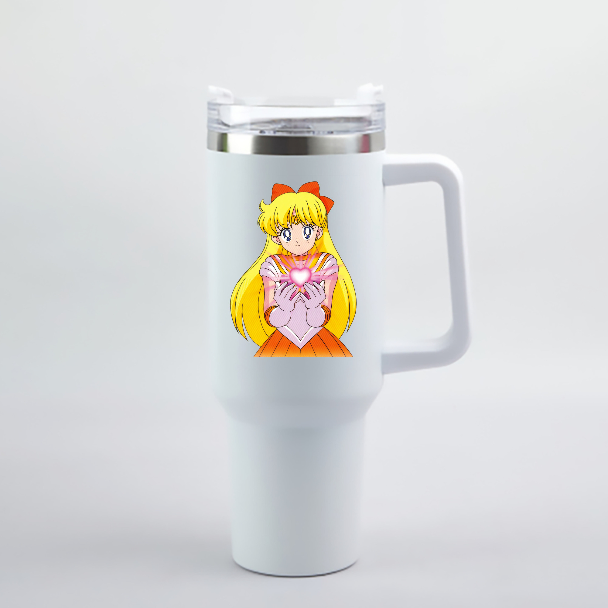 （画像用） 美少女戦士セーラームーン 愛野 美奈子 あいの みなこ Sailor Moon Aino Minako 1200mL車用タンブラー - クリスタルステッカー（プラスチックストロー付き）