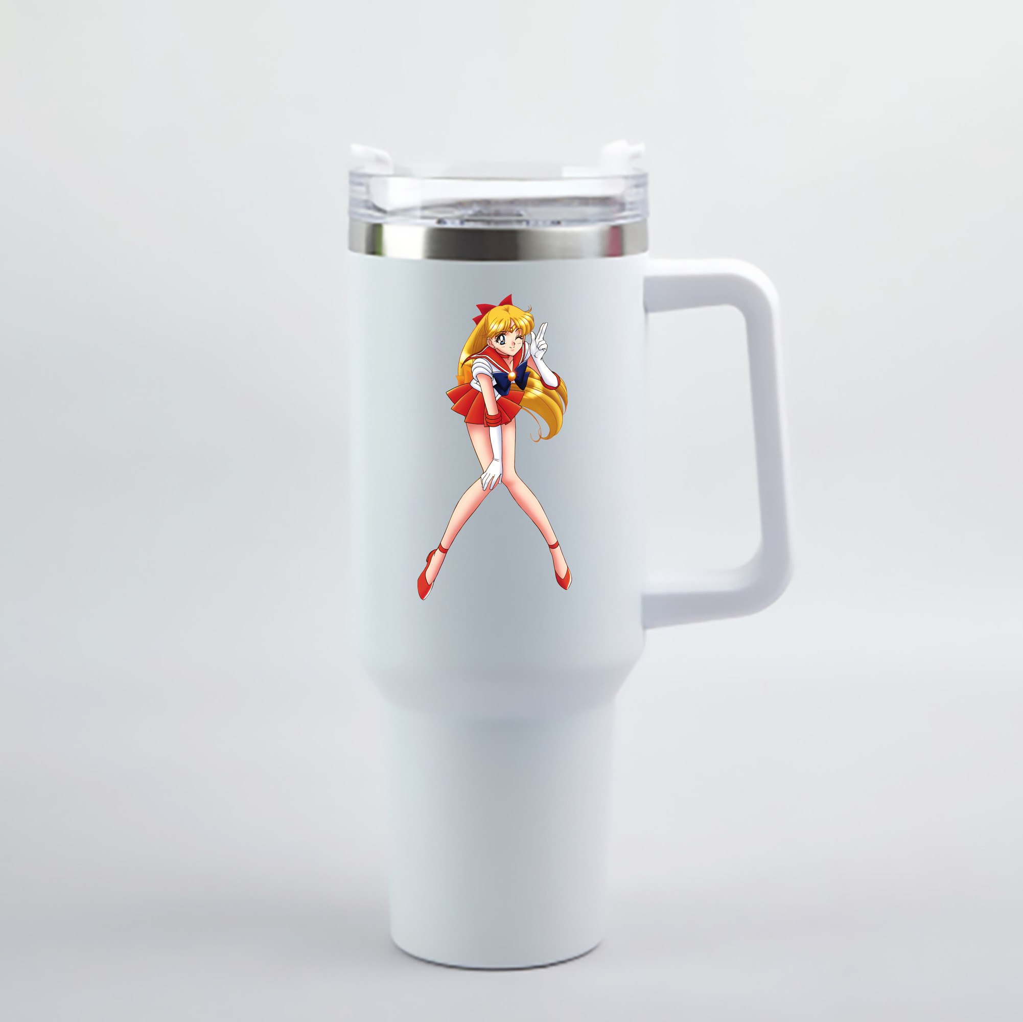 （画像用） 美少女戦士セーラームーン 愛野 美奈子 あいの みなこ Sailor Moon Aino Minako 1200mL車用タンブラー - クリスタルステッカー（プラスチックストロー付き）