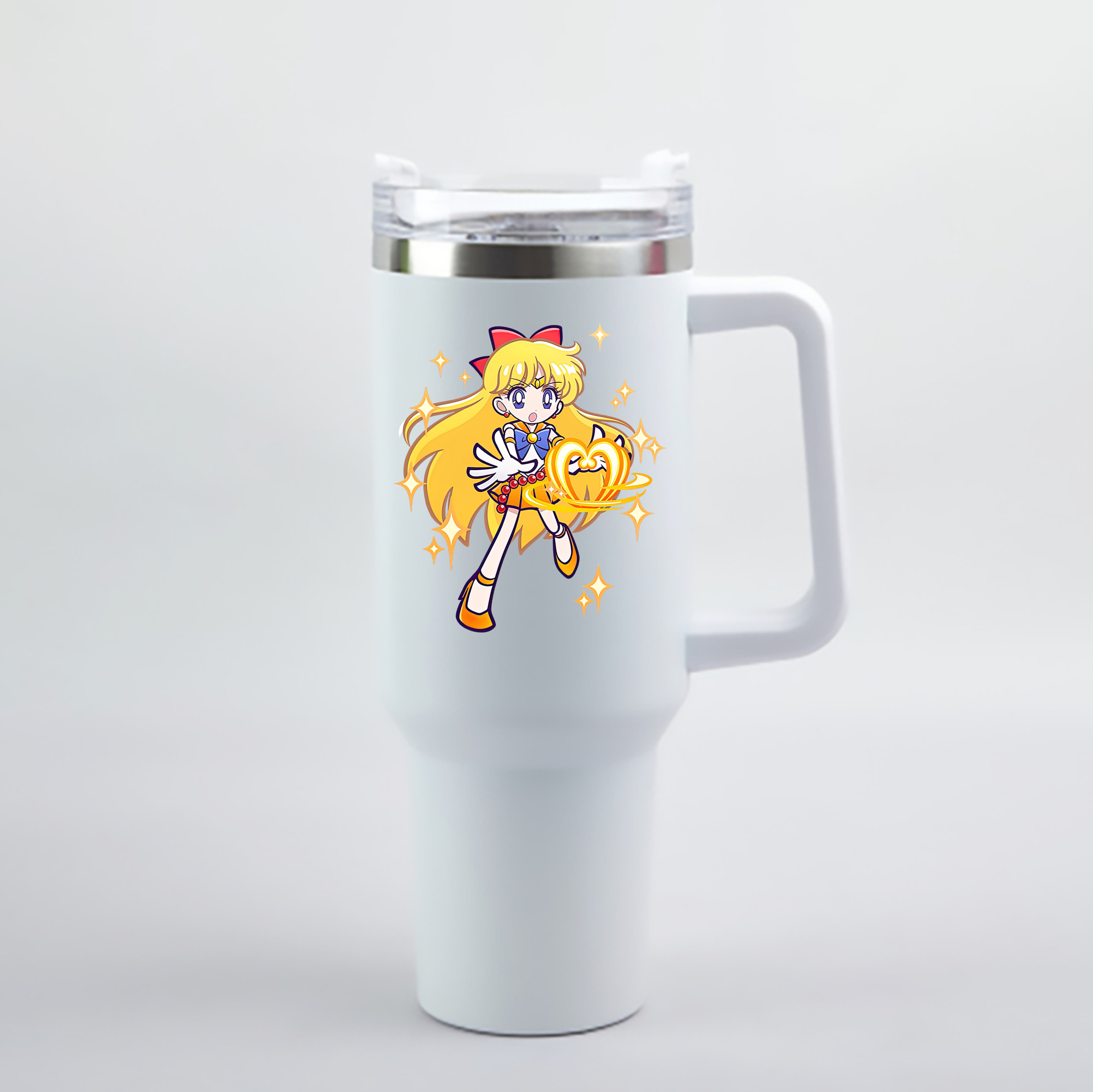 （画像用） 美少女戦士セーラームーン 愛野 美奈子 あいの みなこ Sailor Moon Aino Minako 1200mL車用タンブラー - クリスタルステッカー（プラスチックストロー付き）