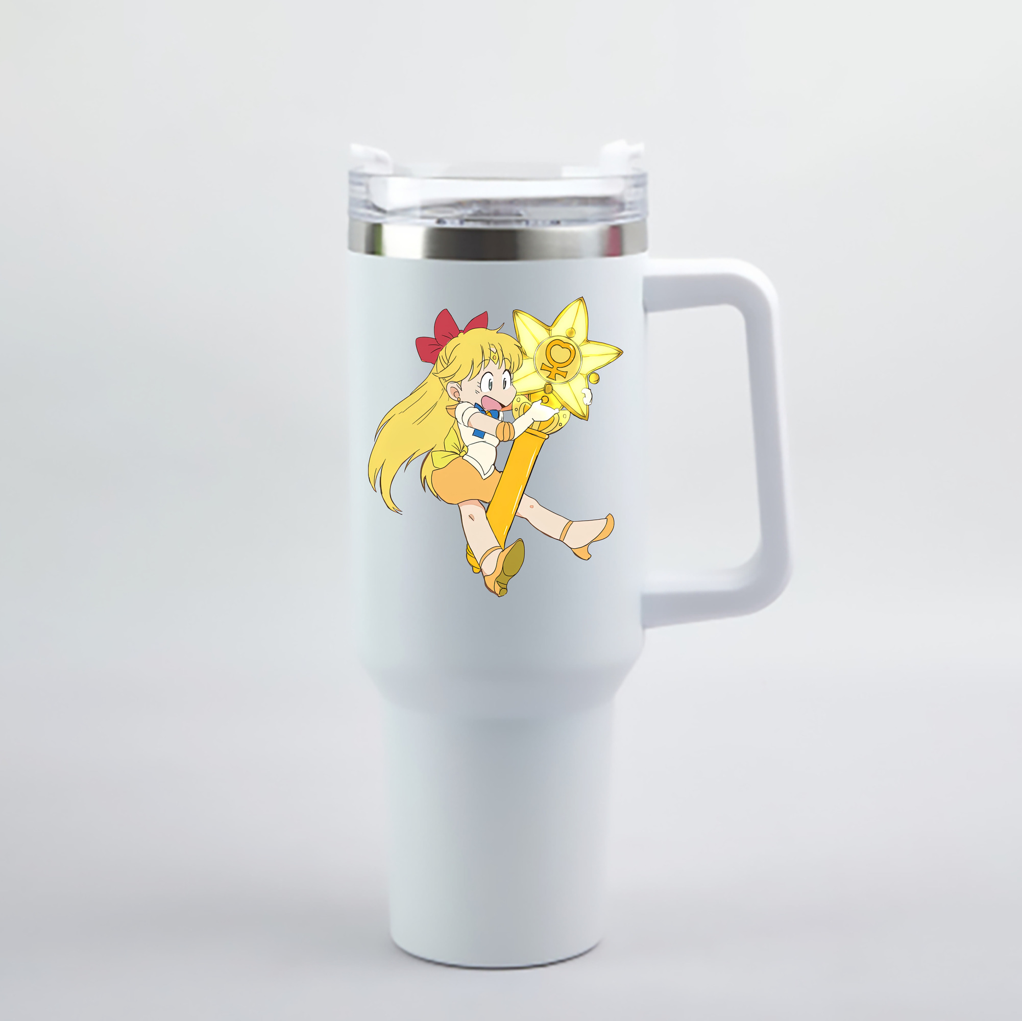 （画像用） 美少女戦士セーラームーン 愛野 美奈子 あいの みなこ Sailor Moon Aino Minako 1200mL車用タンブラー - クリスタルステッカー（プラスチックストロー付き）