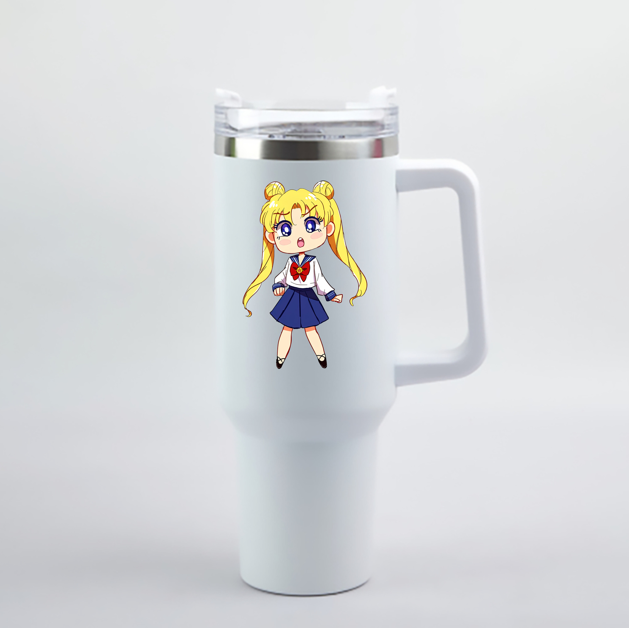 （画像用） 美少女戦士セーラームーン 愛野 美奈子 あいの みなこ Sailor Moon Aino Minako 1200mL車用タンブラー - クリスタルステッカー（プラスチックストロー付き）
