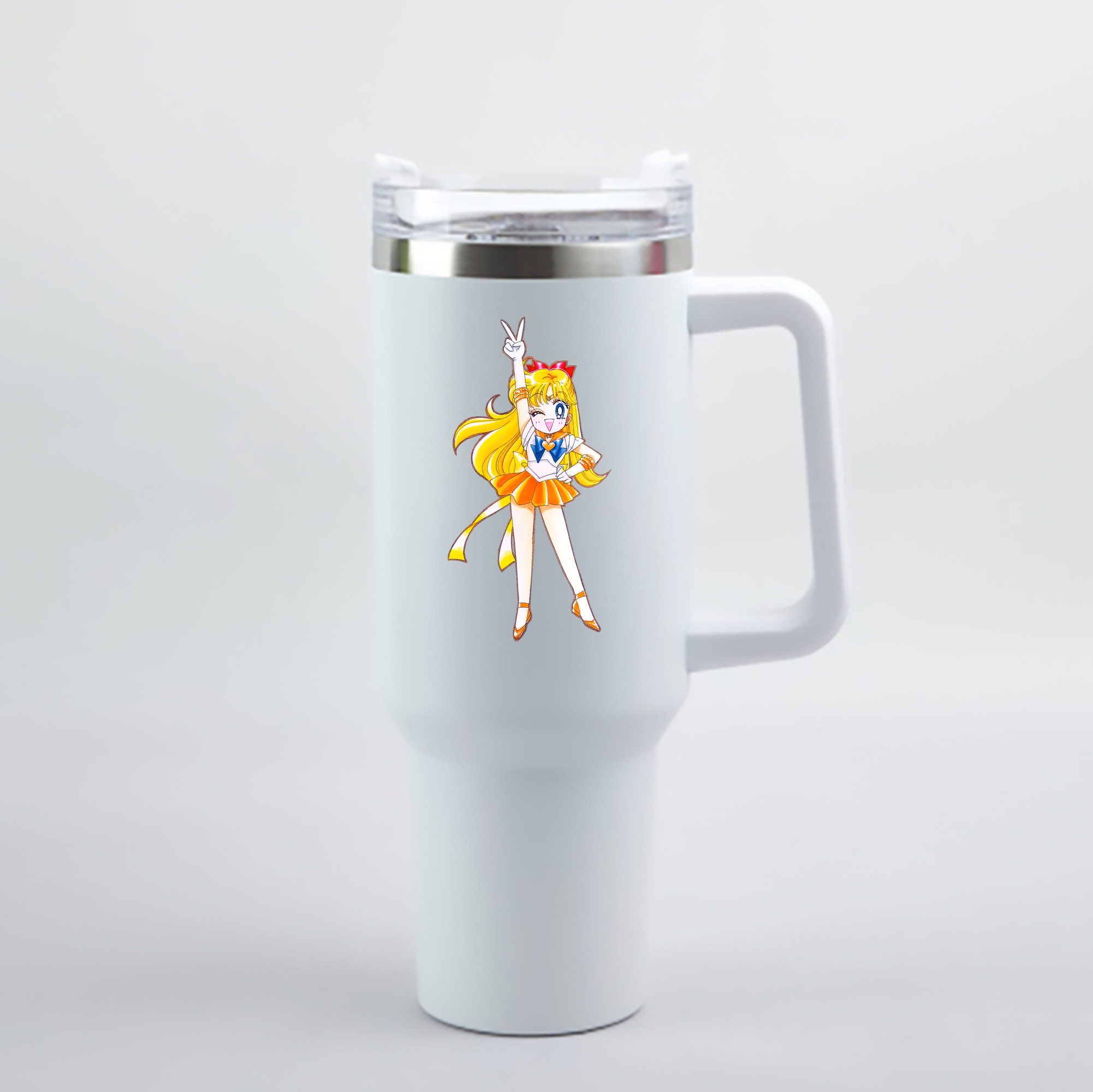 （画像用） 美少女戦士セーラームーン 愛野 美奈子 あいの みなこ Sailor Moon Aino Minako 1200mL車用タンブラー - クリスタルステッカー（プラスチックストロー付き）