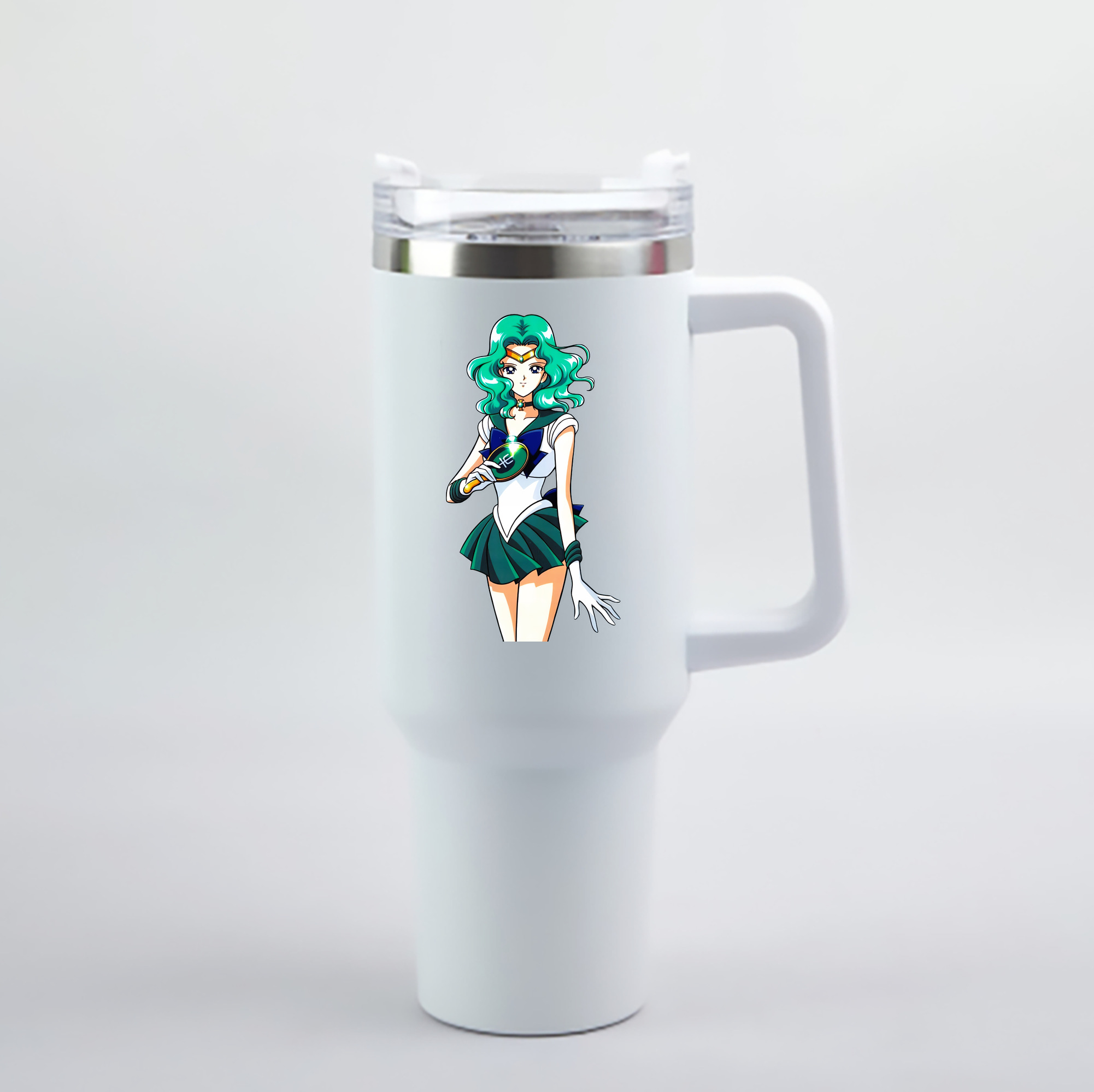 （画像用） 美少女戦士セーラームーン 海王 みちる（かいおう みちる） Sailor Moon Kaiou Michiru 1200mL車用タンブラー - クリスタルステッカー（プラスチックストロー付き）