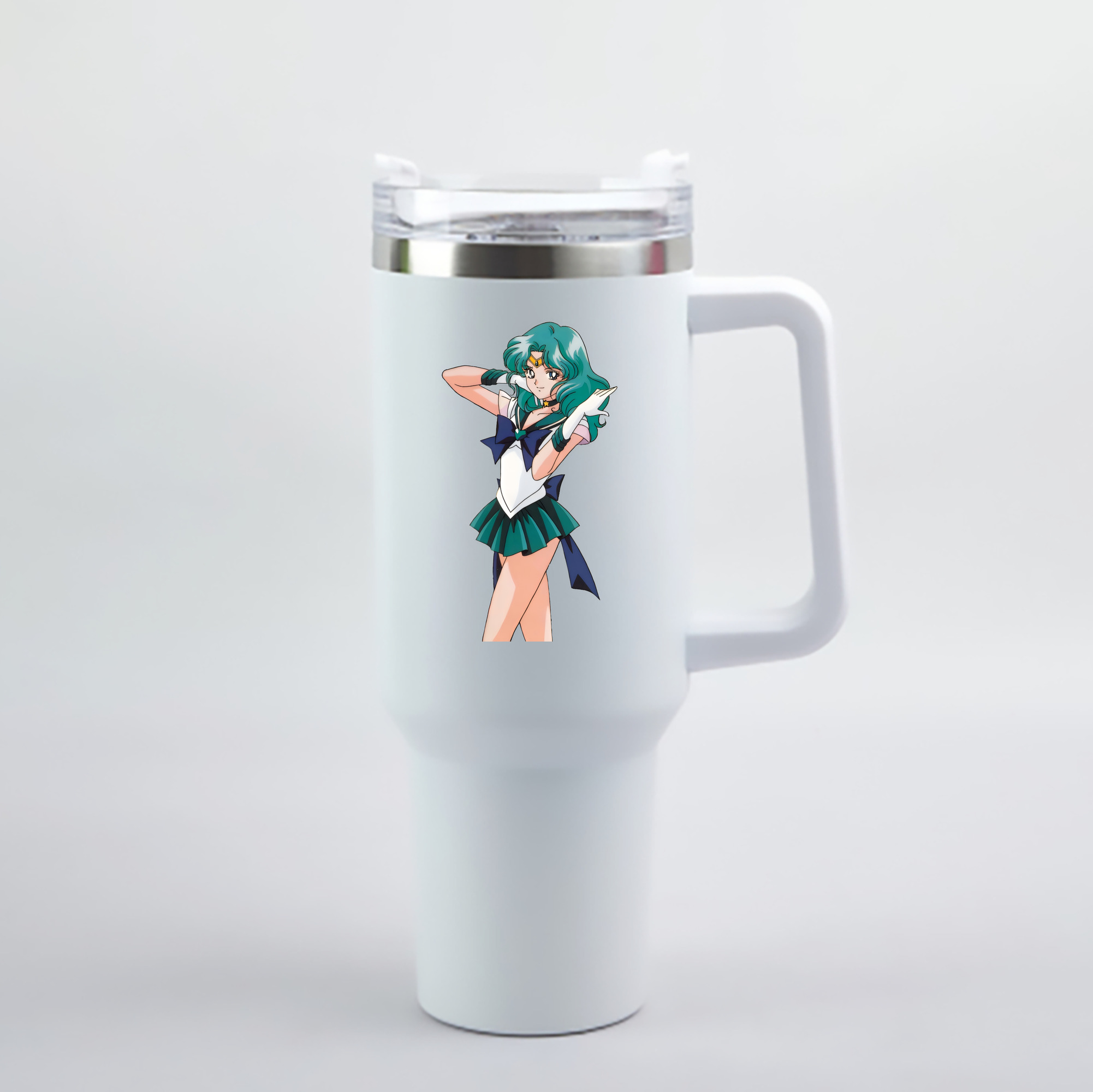 （画像用） 美少女戦士セーラームーン 海王 みちる（かいおう みちる） Sailor Moon Kaiou Michiru 1200mL車用タンブラー - クリスタルステッカー（プラスチックストロー付き）