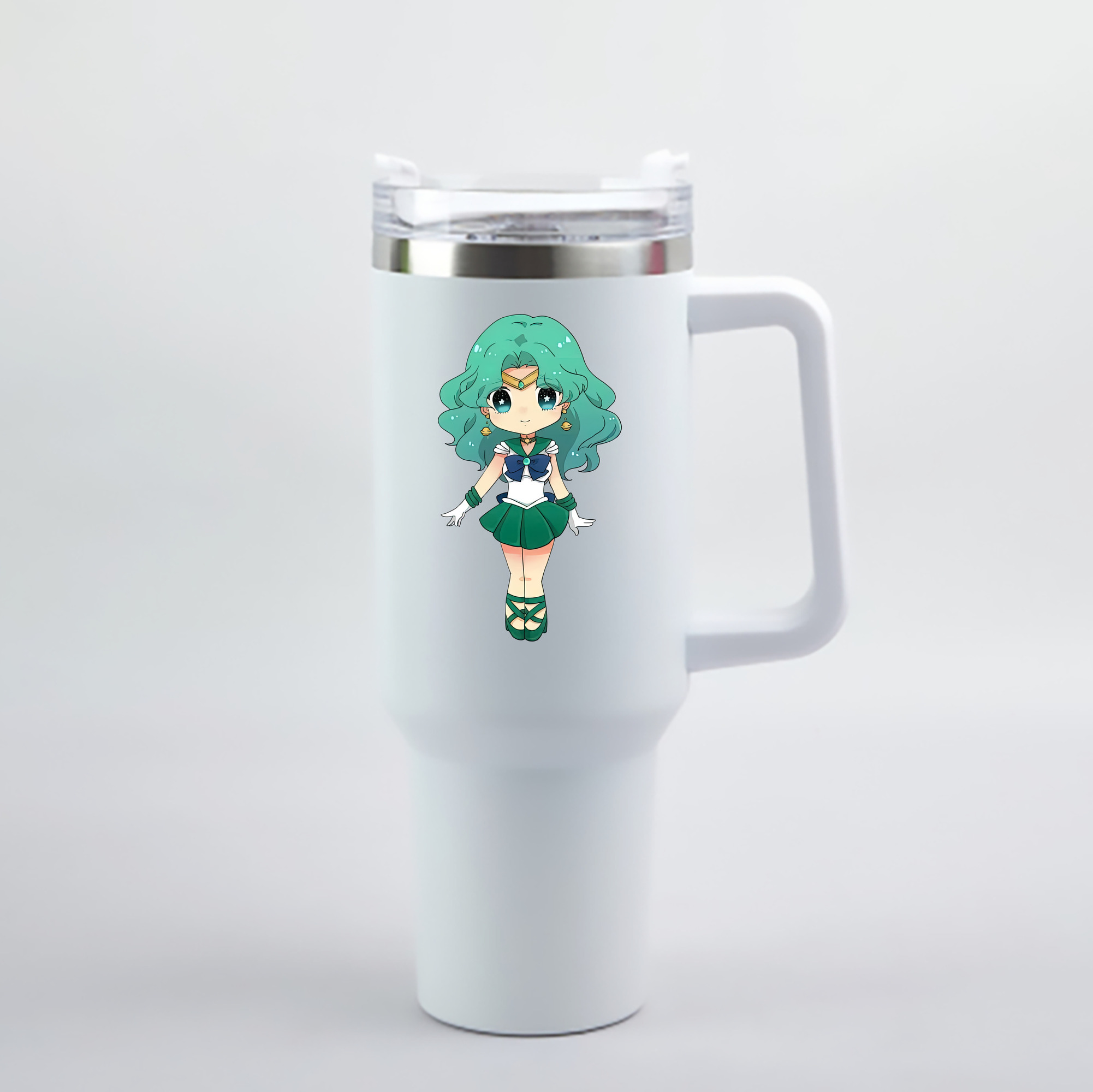 （画像用） 美少女戦士セーラームーン 海王 みちる（かいおう みちる） Sailor Moon Kaiou Michiru 1200mL車用タンブラー - クリスタルステッカー（プラスチックストロー付き）