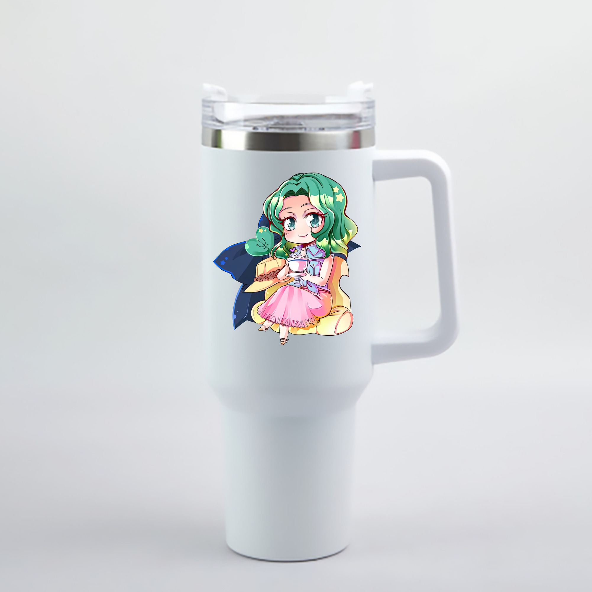 （画像用） 美少女戦士セーラームーン 海王 みちる（かいおう みちる） Sailor Moon Kaiou Michiru 1200mL車用タンブラー - クリスタルステッカー（プラスチックストロー付き）