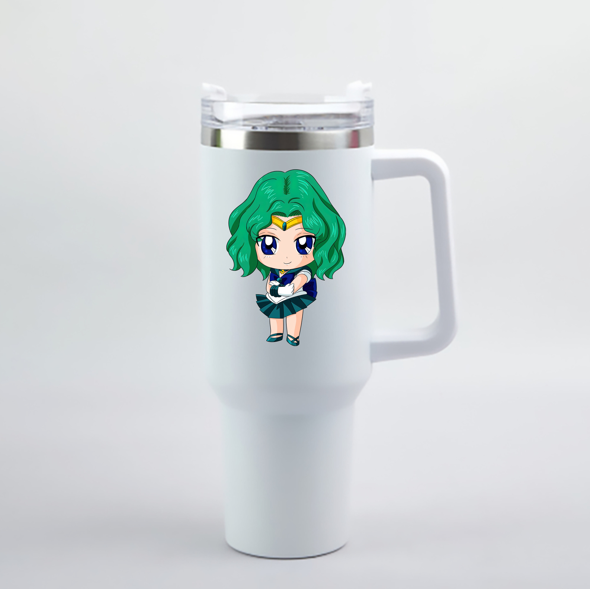 （画像用） 美少女戦士セーラームーン 海王 みちる（かいおう みちる） Sailor Moon Kaiou Michiru 1200mL車用タンブラー - クリスタルステッカー（プラスチックストロー付き）