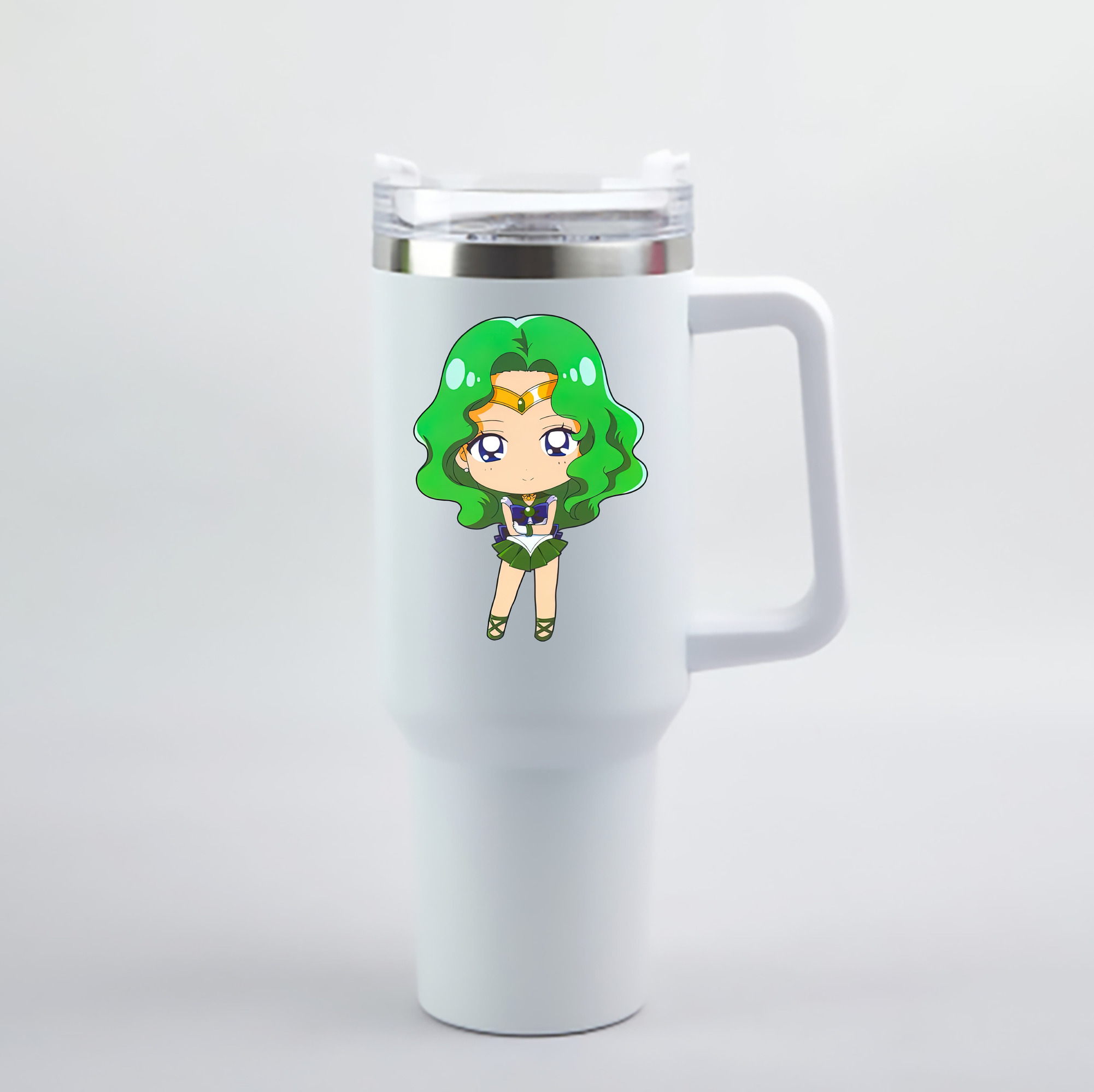 （画像用） 美少女戦士セーラームーン 海王 みちる（かいおう みちる） Sailor Moon Kaiou Michiru 1200mL車用タンブラー - クリスタルステッカー（プラスチックストロー付き）