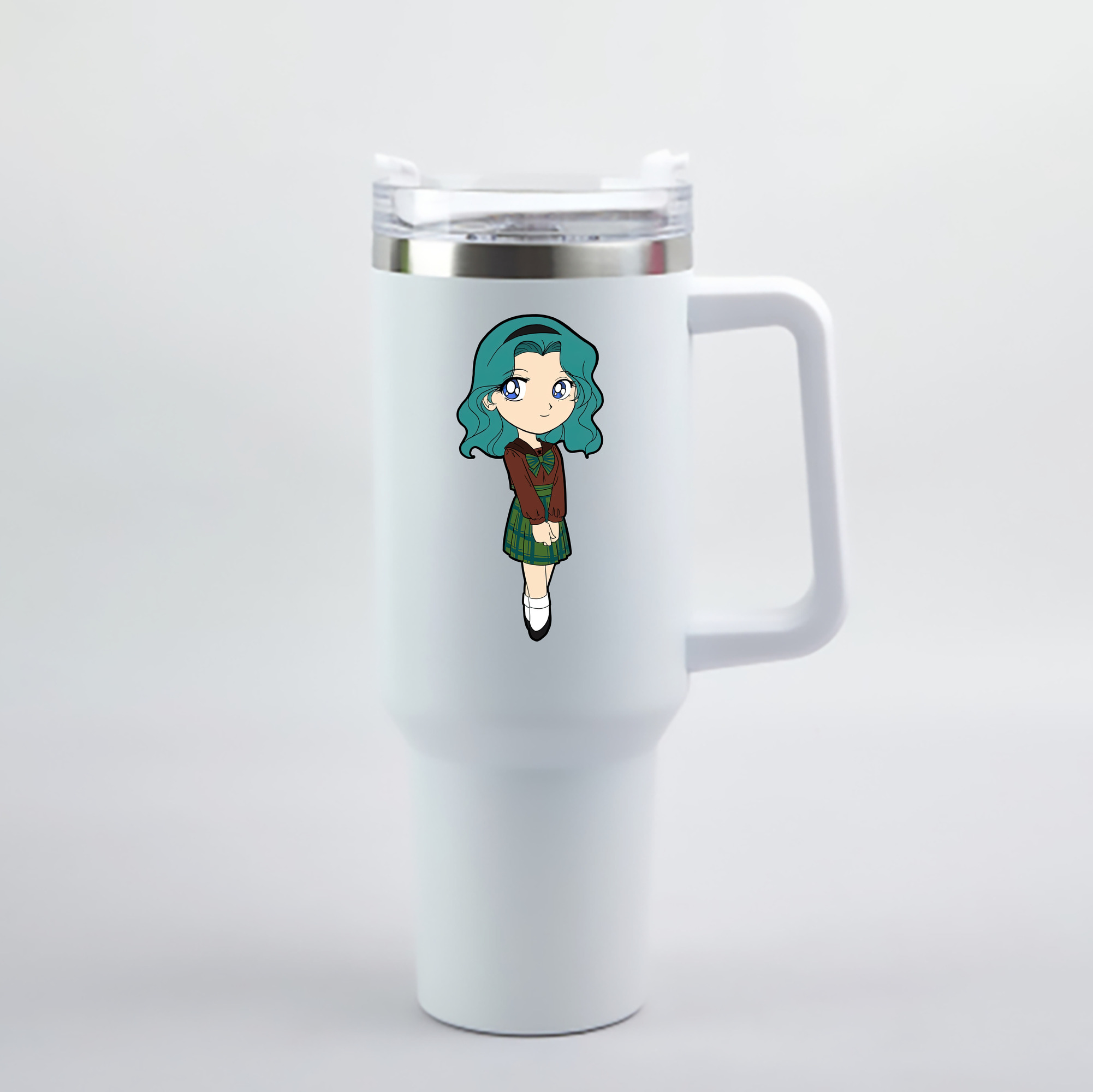 （画像用） 美少女戦士セーラームーン 海王 みちる（かいおう みちる） Sailor Moon Kaiou Michiru 1200mL車用タンブラー - クリスタルステッカー（プラスチックストロー付き）