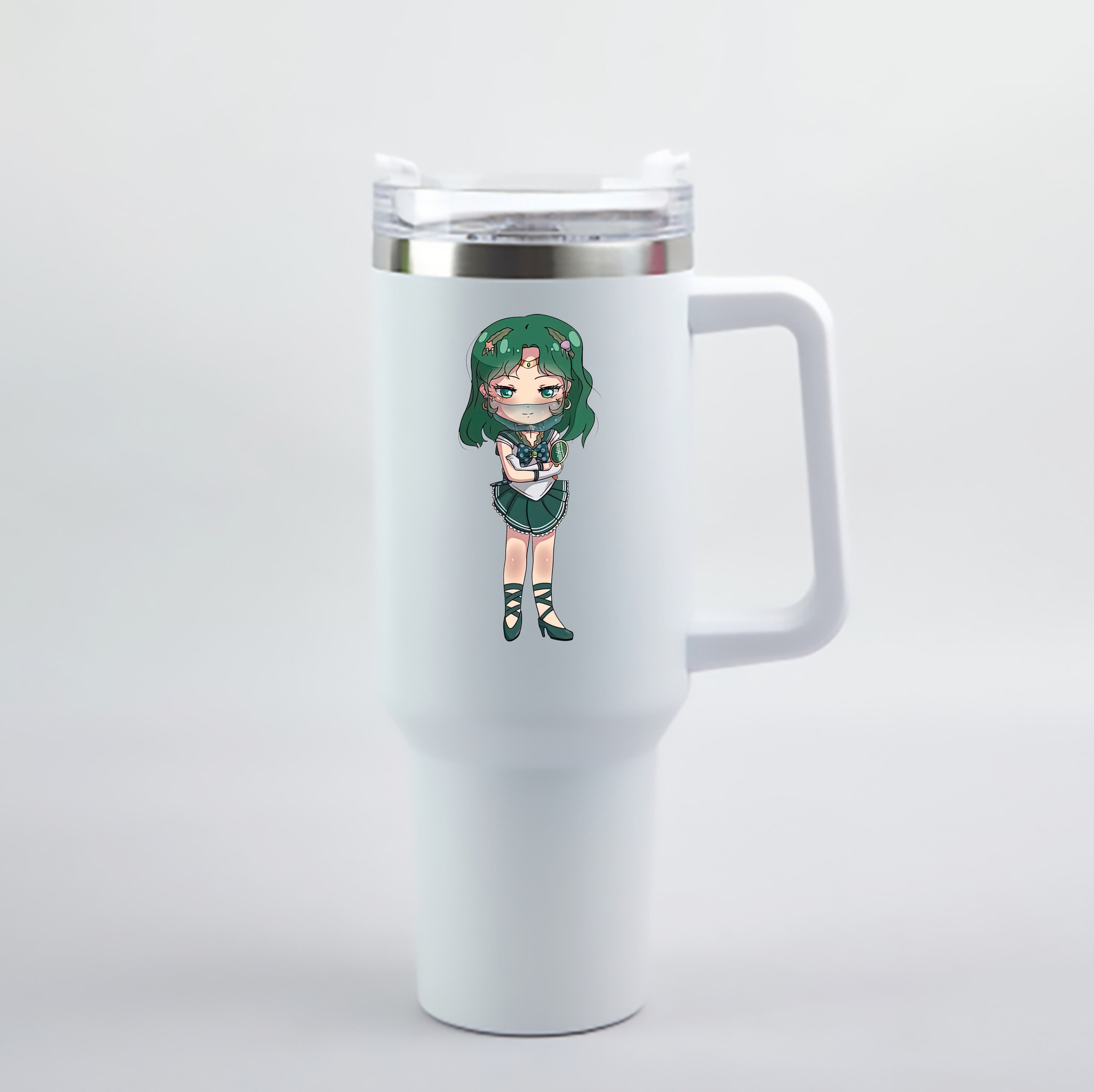（画像用） 美少女戦士セーラームーン 海王 みちる（かいおう みちる） Sailor Moon Kaiou Michiru 1200mL車用タンブラー - クリスタルステッカー（プラスチックストロー付き）