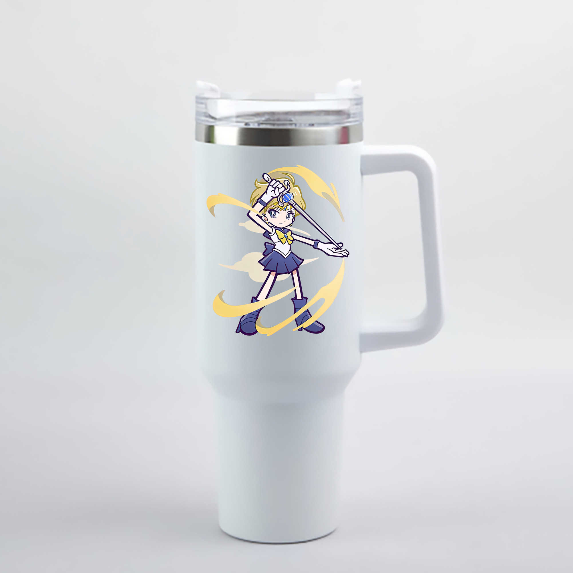 （画像用） 美少女戦士セーラームーン 天王はるか Sailor Moon Tenoh Haruka 1200mL車用タンブラー - クリスタルステッカー（プラスチックストロー付き）