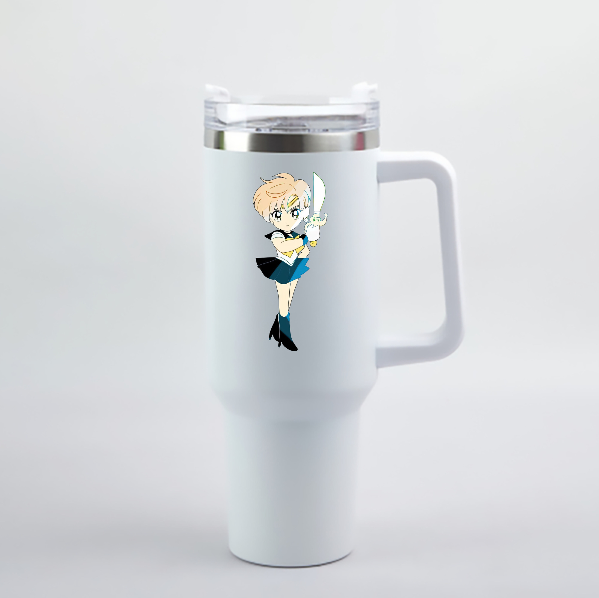 （画像用） 美少女戦士セーラームーン 天王はるか Sailor Moon Tenoh Haruka 1200mL車用タンブラー - クリスタルステッカー（プラスチックストロー付き）