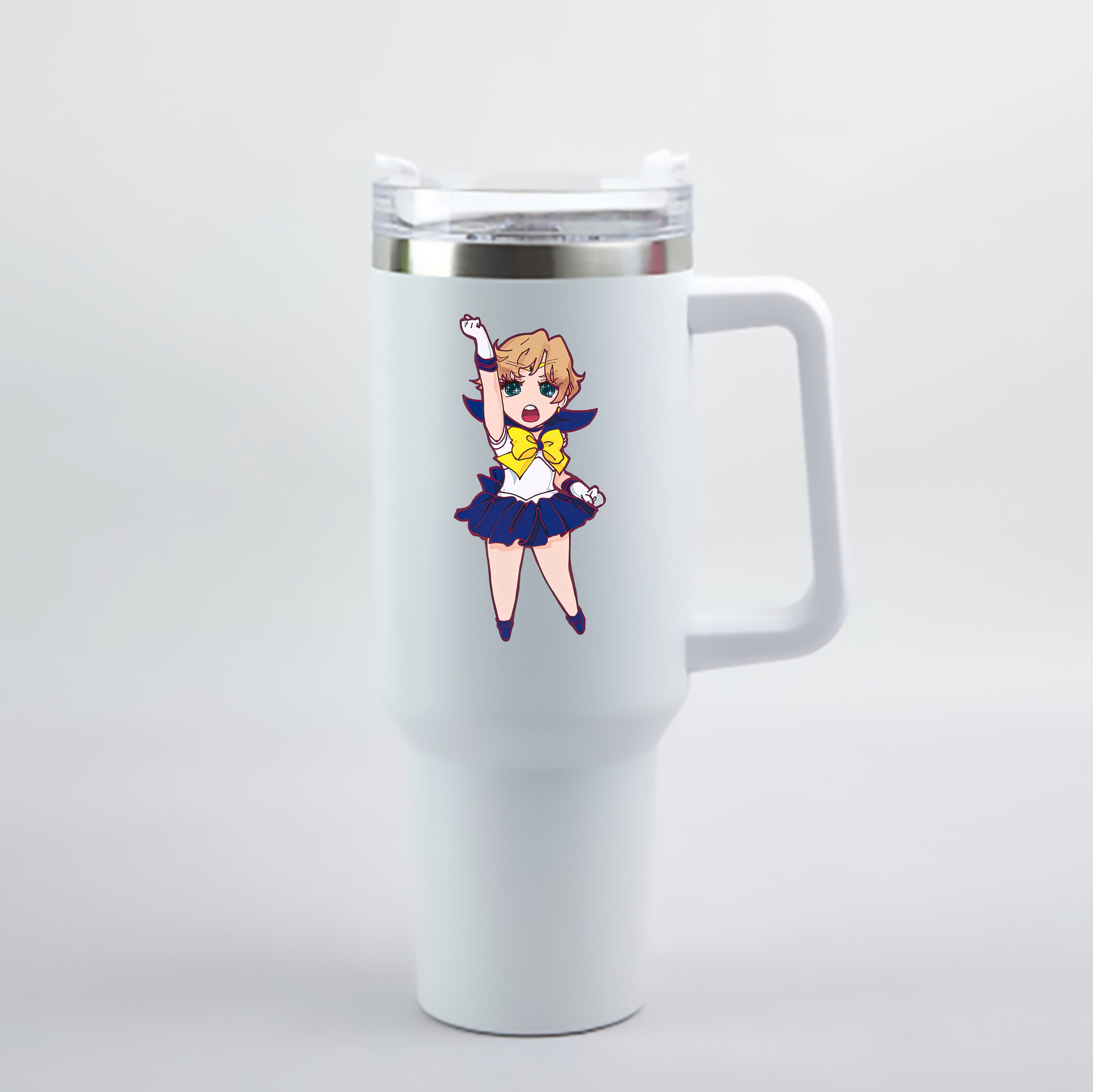 （画像用） 美少女戦士セーラームーン 天王はるか Sailor Moon Tenoh Haruka 1200mL車用タンブラー - クリスタルステッカー（プラスチックストロー付き）