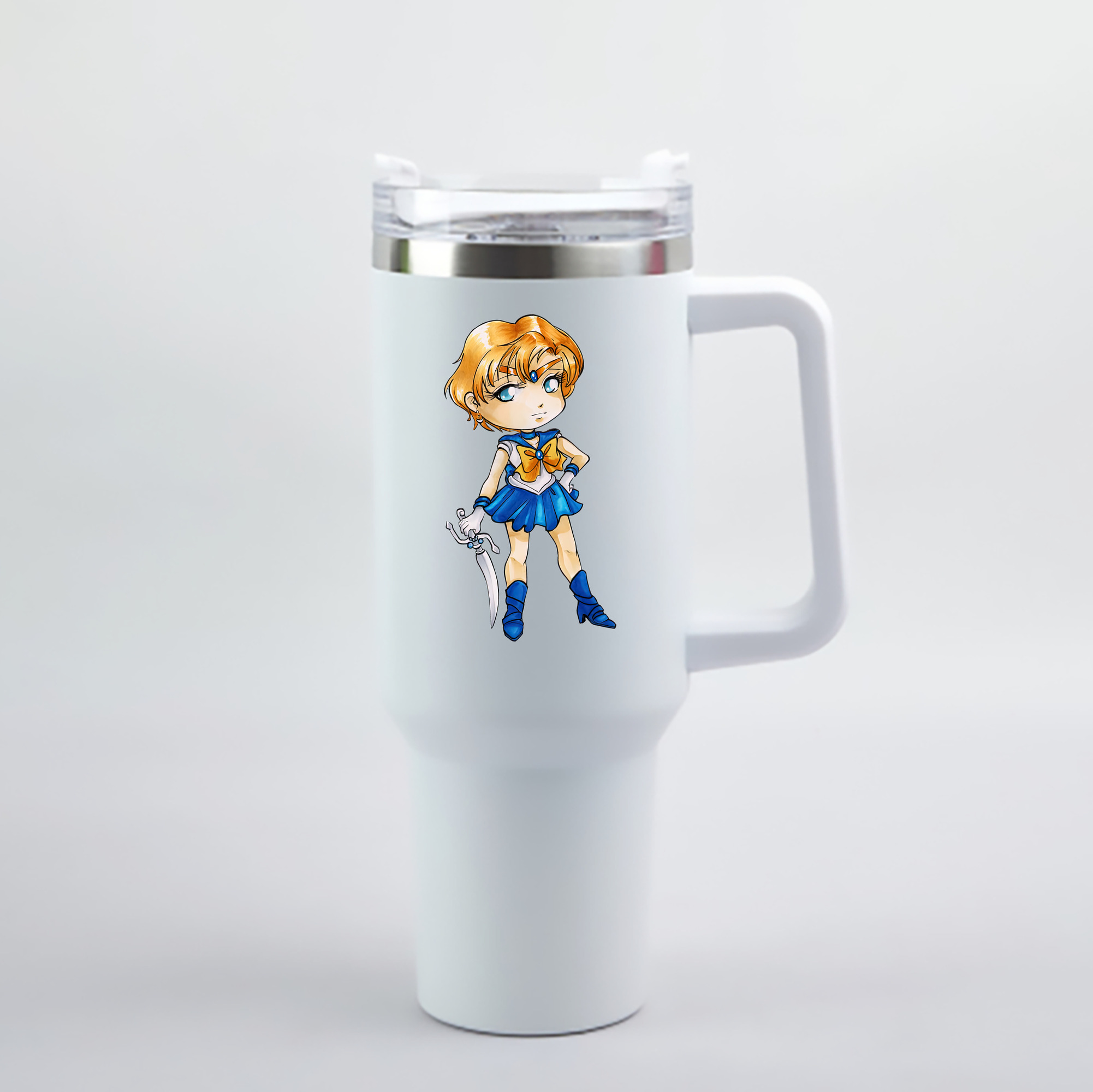 （画像用） 美少女戦士セーラームーン 天王はるか Sailor Moon Tenoh Haruka 1200mL車用タンブラー - クリスタルステッカー（プラスチックストロー付き）