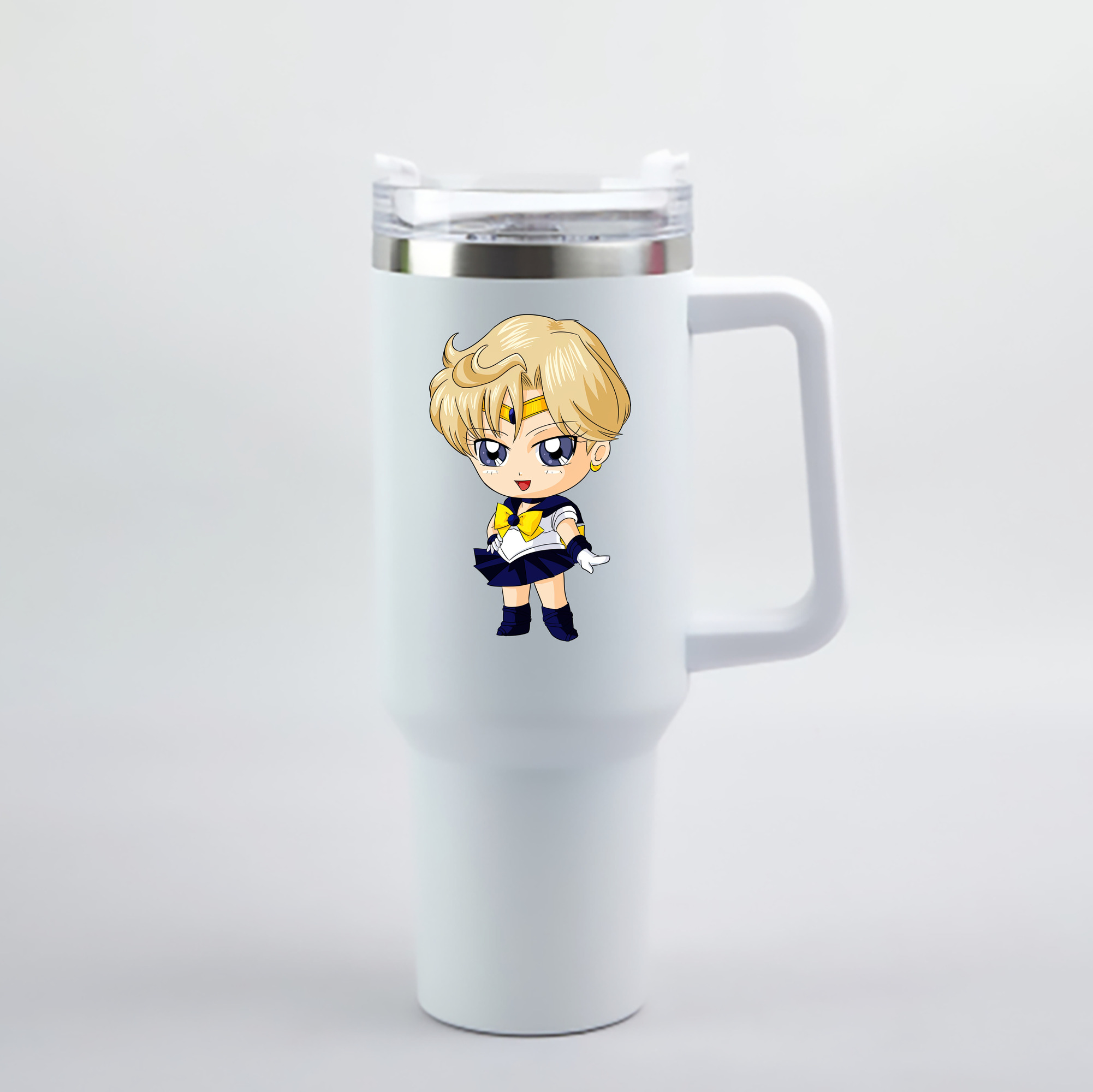 （画像用） 美少女戦士セーラームーン 天王はるか Sailor Moon Tenoh Haruka 1200mL車用タンブラー - クリスタルステッカー（プラスチックストロー付き）