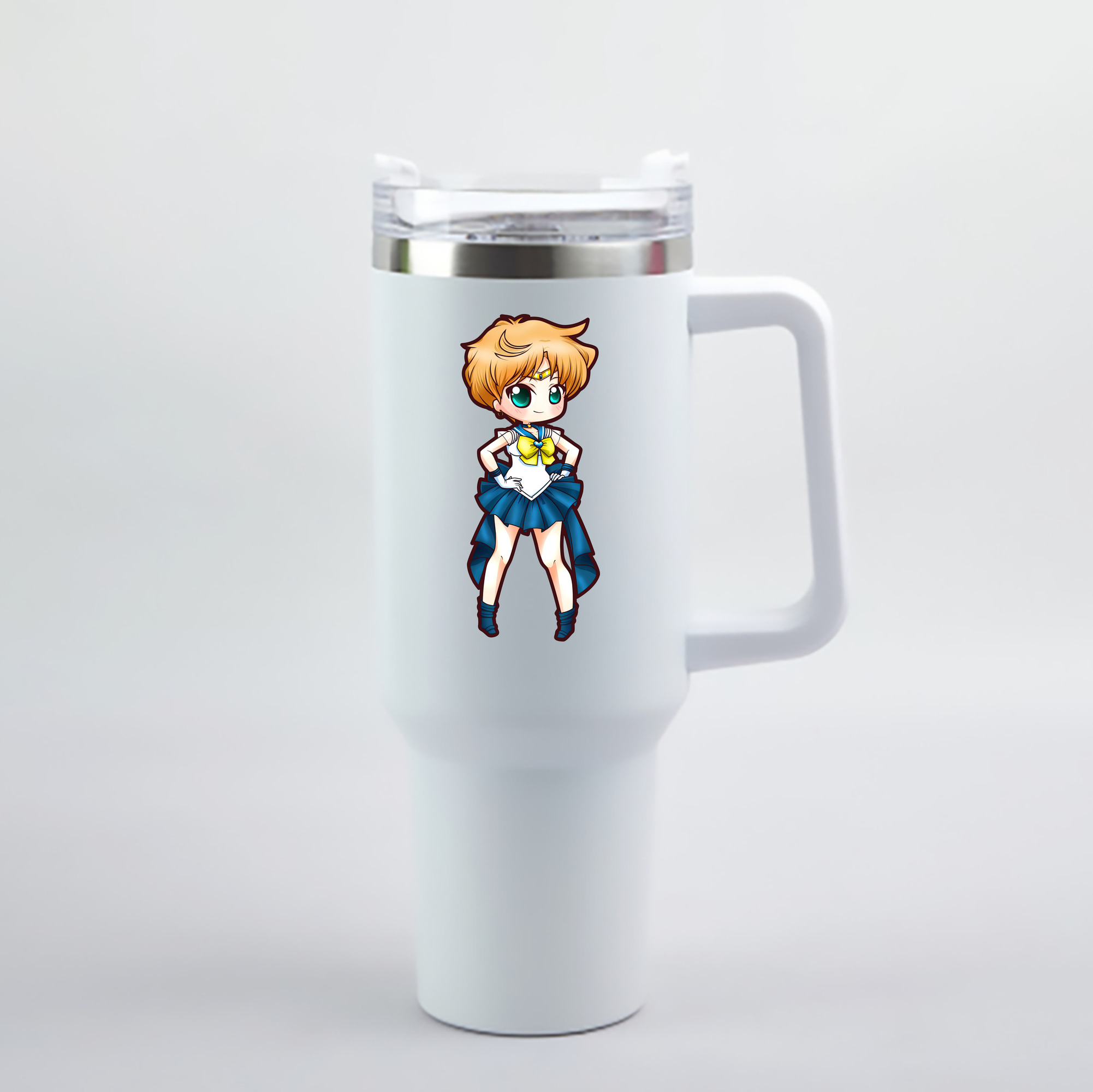 （画像用） 美少女戦士セーラームーン 天王はるか Sailor Moon Tenoh Haruka 1200mL車用タンブラー - クリスタルステッカー（プラスチックストロー付き）