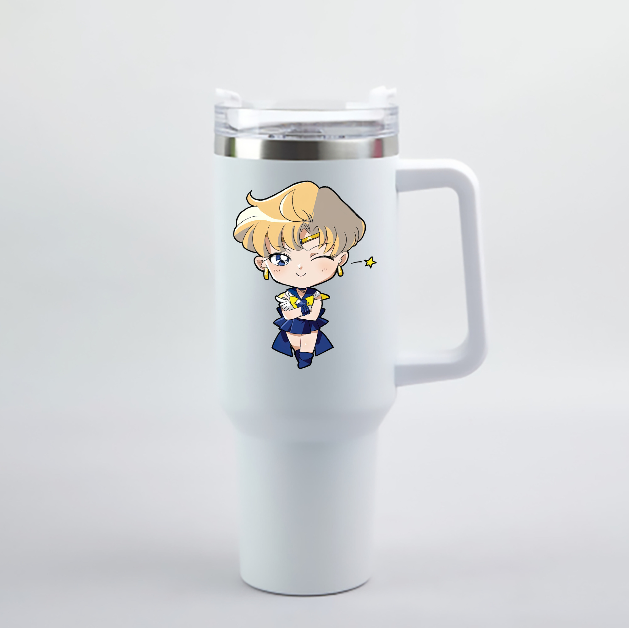 （画像用） 美少女戦士セーラームーン 天王はるか Sailor Moon Tenoh Haruka 1200mL車用タンブラー - クリスタルステッカー（プラスチックストロー付き）