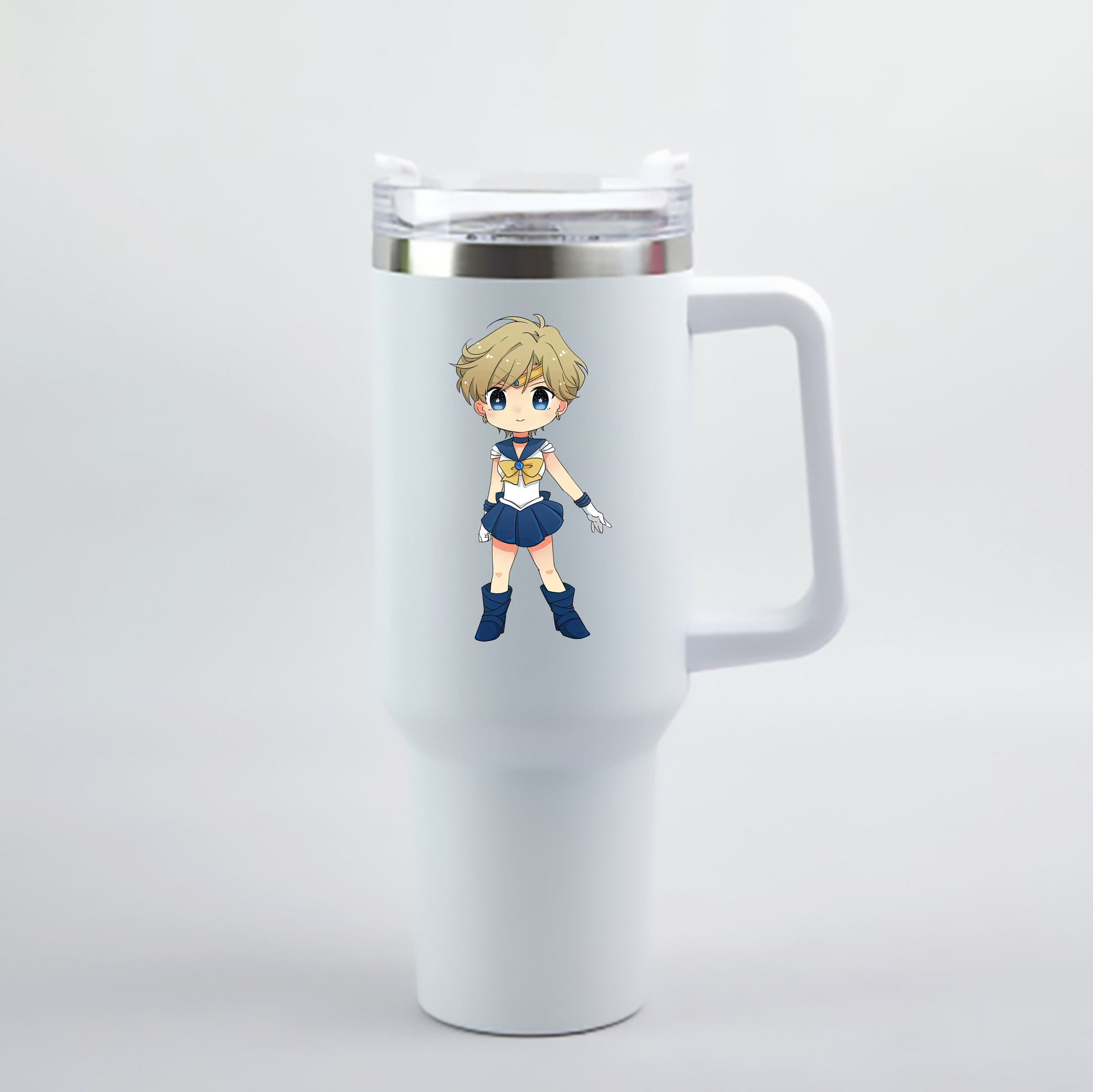 （画像用） 美少女戦士セーラームーン 天王はるか Sailor Moon Tenoh Haruka 1200mL車用タンブラー - クリスタルステッカー（プラスチックストロー付き）