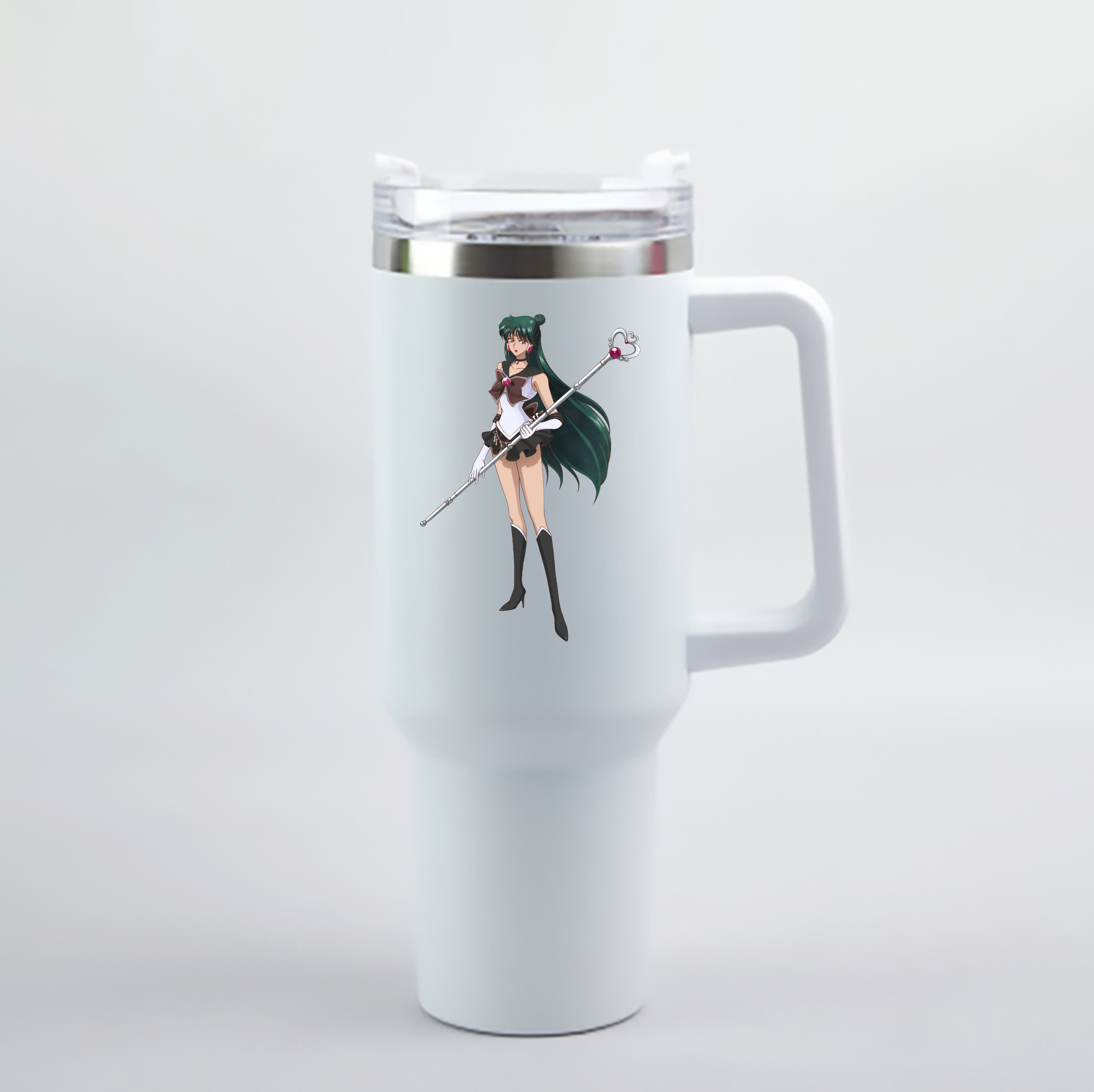 （画像用） 美少女戦士セーラームーン 冥王せつな Sailor Moon Meiou Setsuna 1200mL車用タンブラー - クリスタルステッカー（プラスチックストロー付き）
