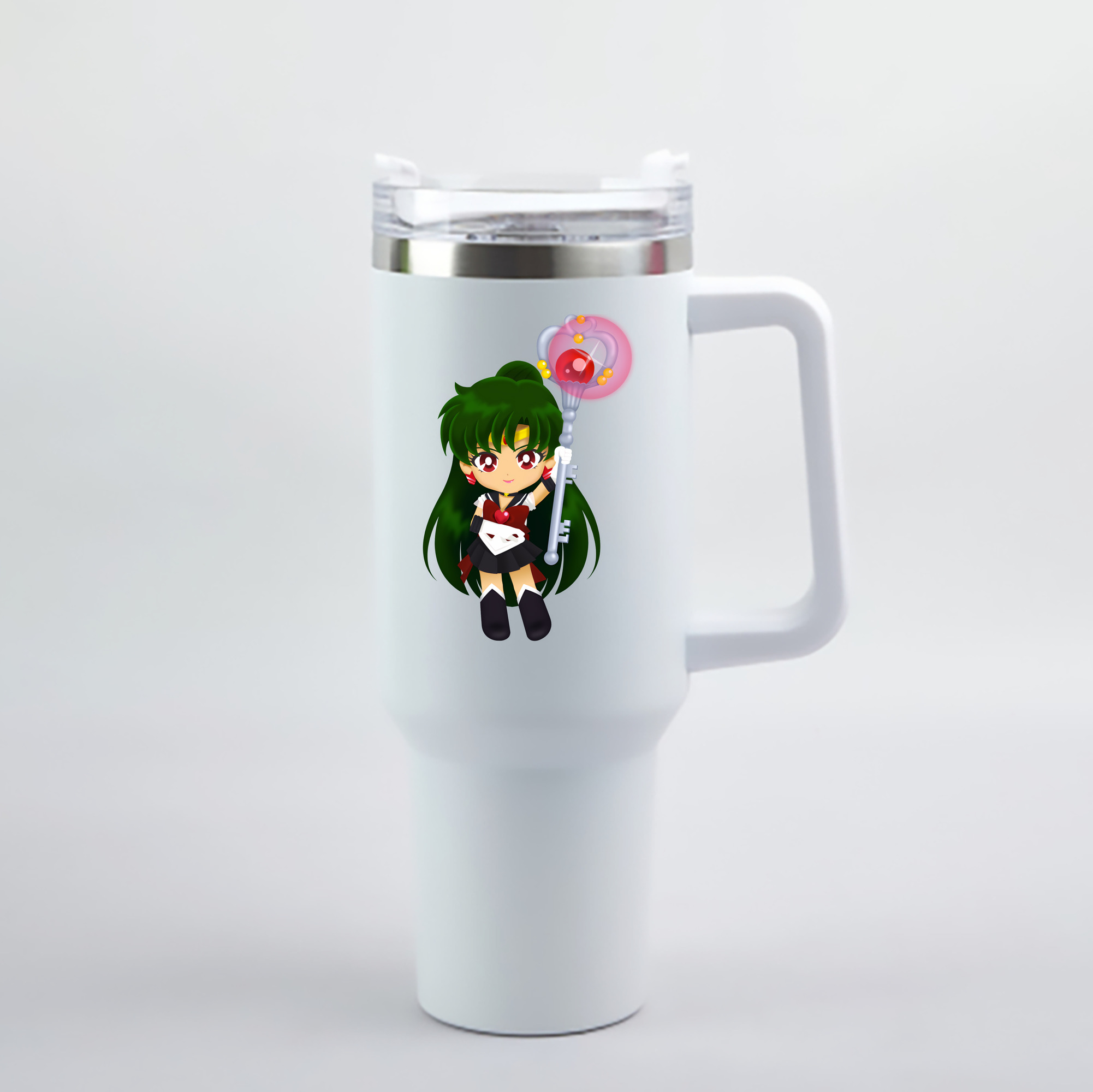 （画像用） 美少女戦士セーラームーン 冥王せつな Sailor Moon Meiou Setsuna 1200mL車用タンブラー - クリスタルステッカー（プラスチックストロー付き）