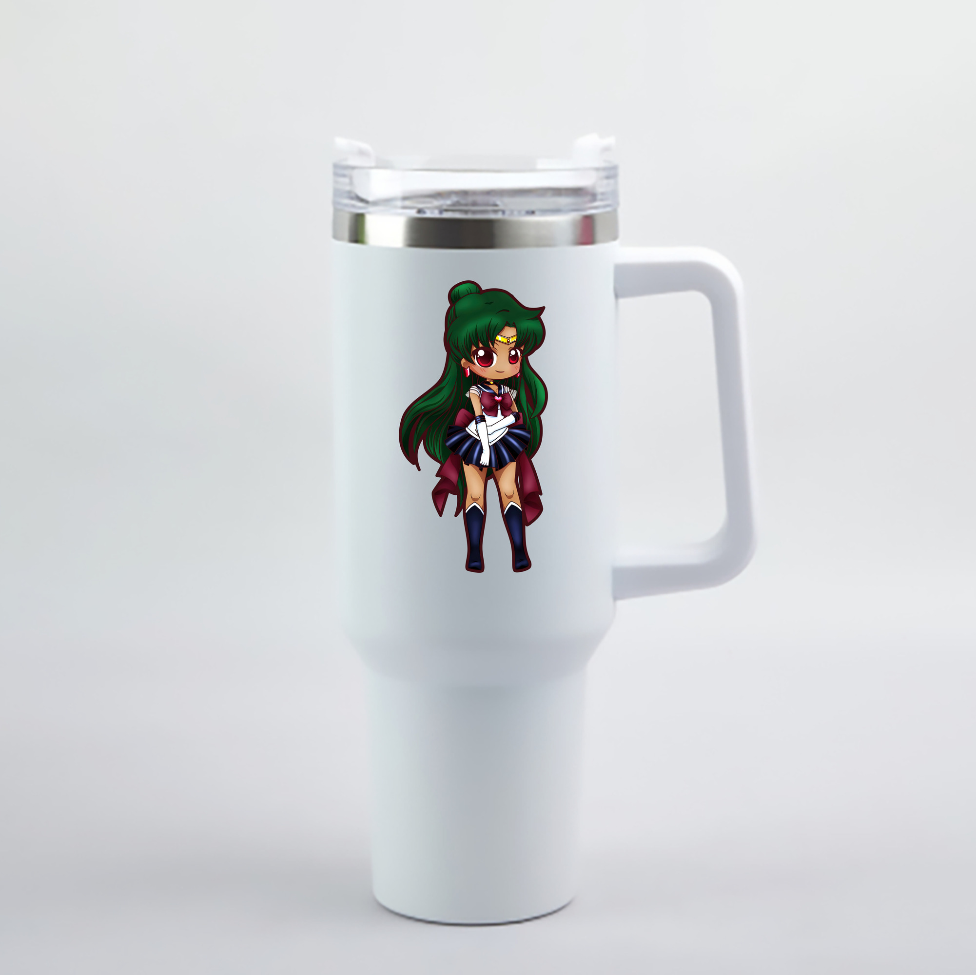 （画像用） 美少女戦士セーラームーン 冥王せつな Sailor Moon Meiou Setsuna 1200mL車用タンブラー - クリスタルステッカー（プラスチックストロー付き）
