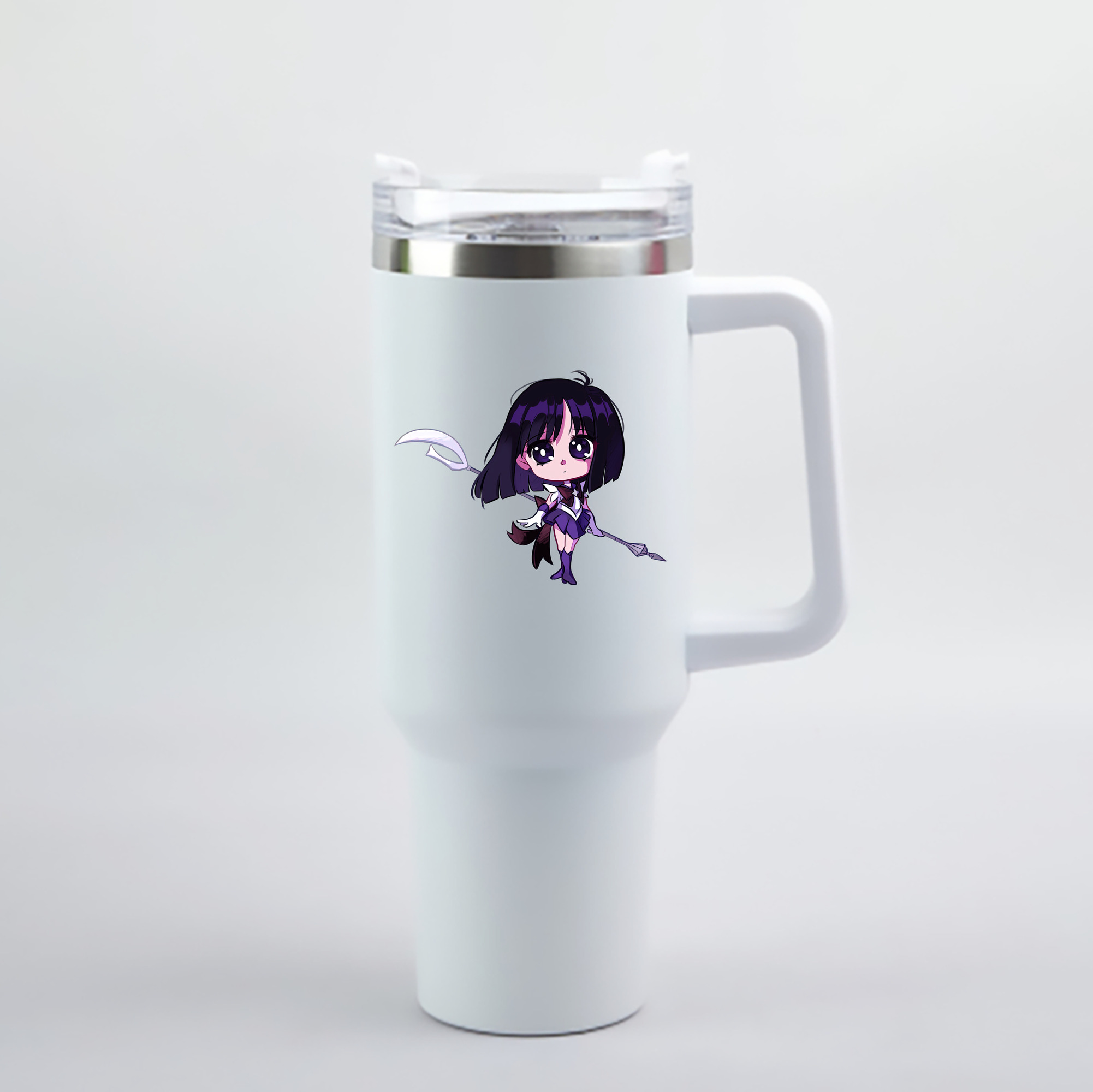 （画像用） 美少女戦士セーラームーン 土萠ほたる Sailor Moon Tomoe Hotaru （セーラーサターン；Sailor Saturn） 1200mL車用タンブラー - クリスタルステッカー（プラスチックストロー付き）