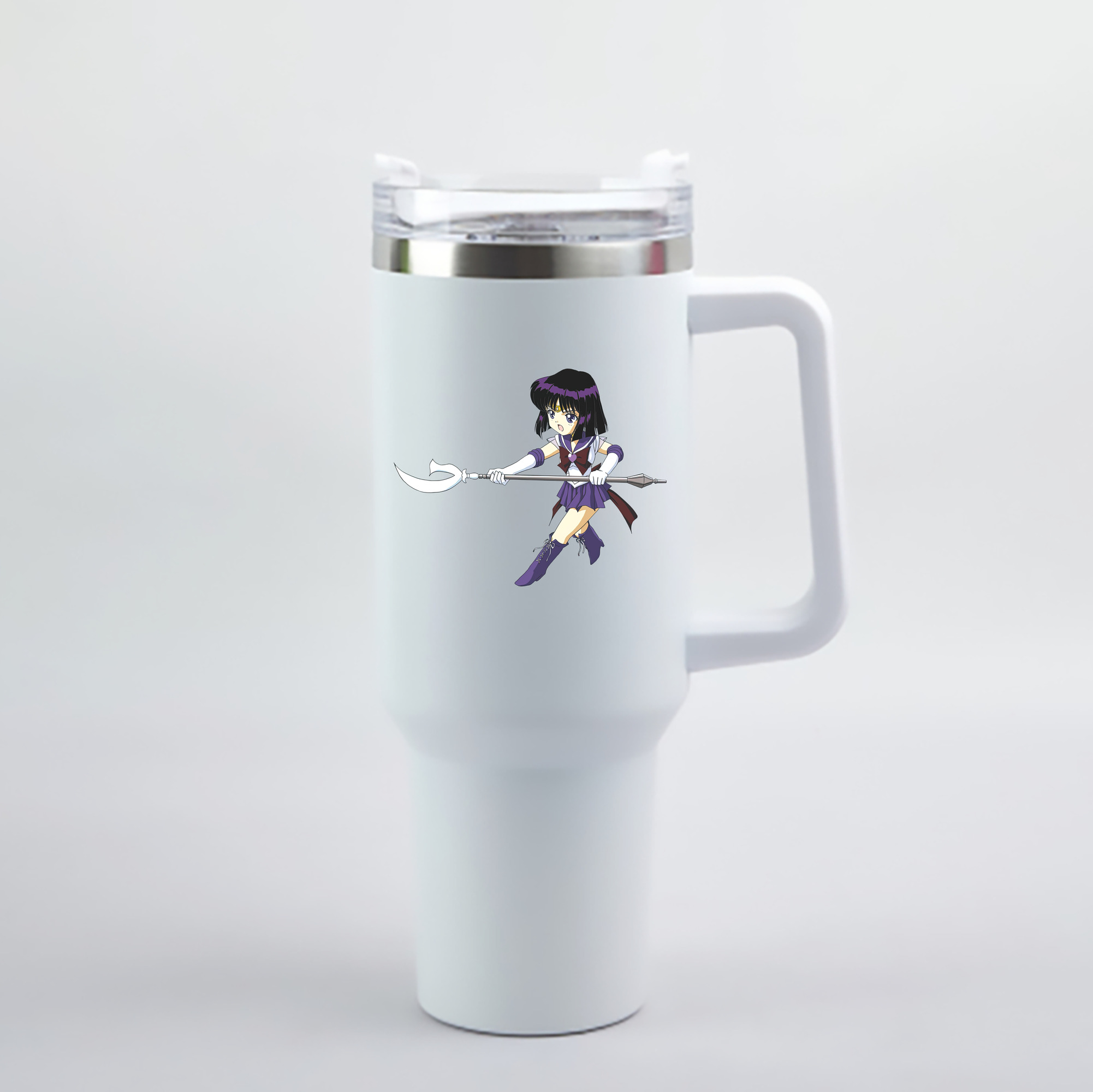 （画像用） 美少女戦士セーラームーン 土萠ほたる Sailor Moon Tomoe Hotaru （セーラーサターン；Sailor Saturn） 1200mL車用タンブラー - クリスタルステッカー（プラスチックストロー付き）