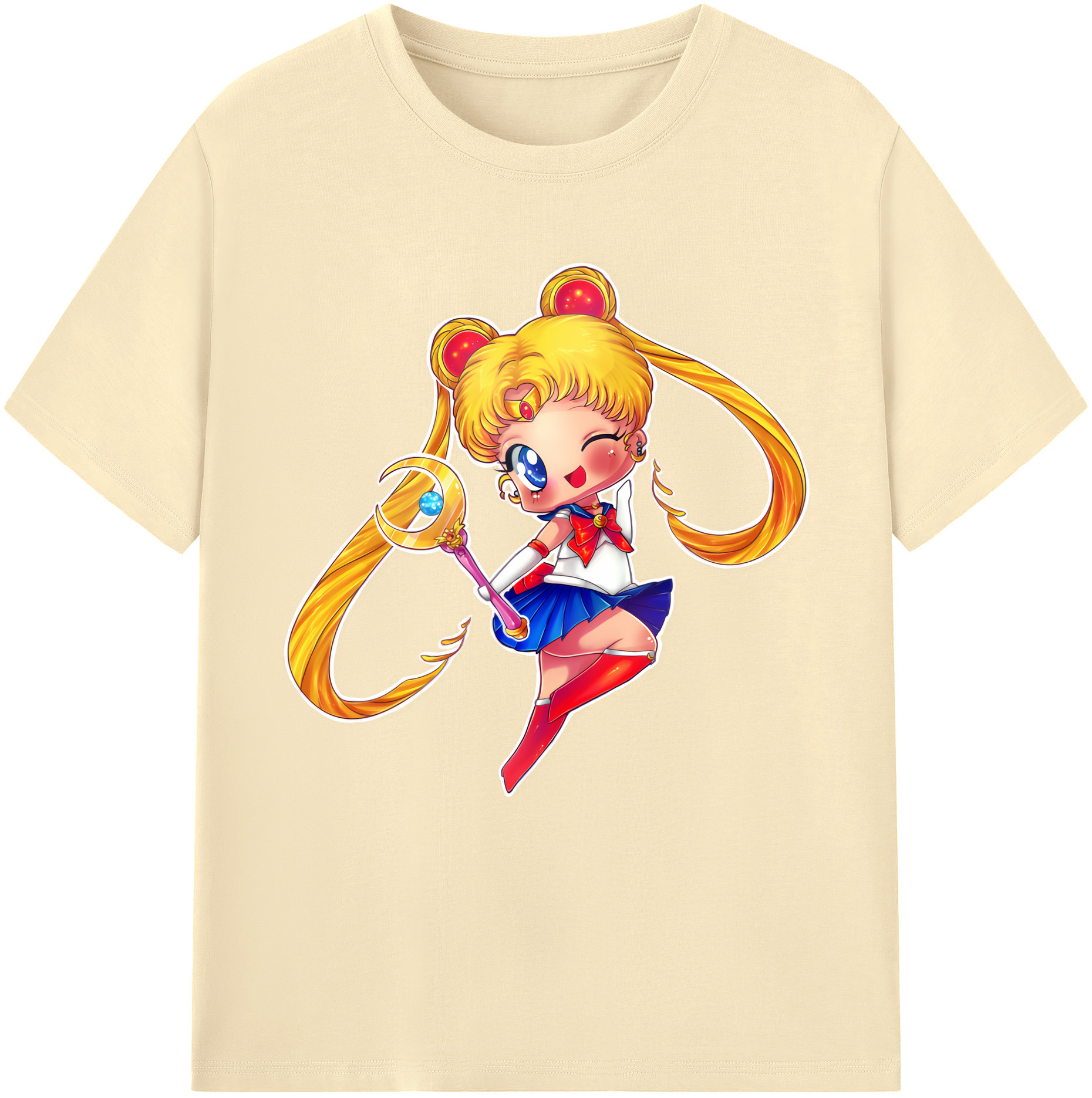 （画像用） 美少女戦士セーラームーン 月野 うさぎ つきの うさぎ Sailor Moon Tsukino Usagi 綿100％半袖Tシャツ（フロントプリント）