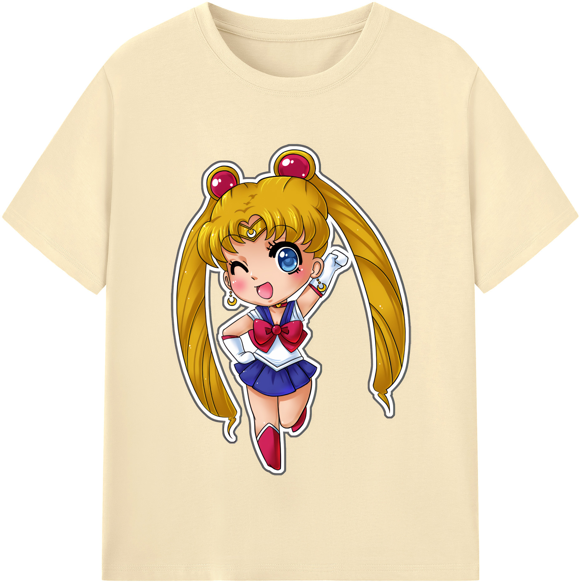 （画像用） 美少女戦士セーラームーン 月野 うさぎ つきの うさぎ Sailor Moon Tsukino Usagi 綿100％半袖Tシャツ（フロントプリント）