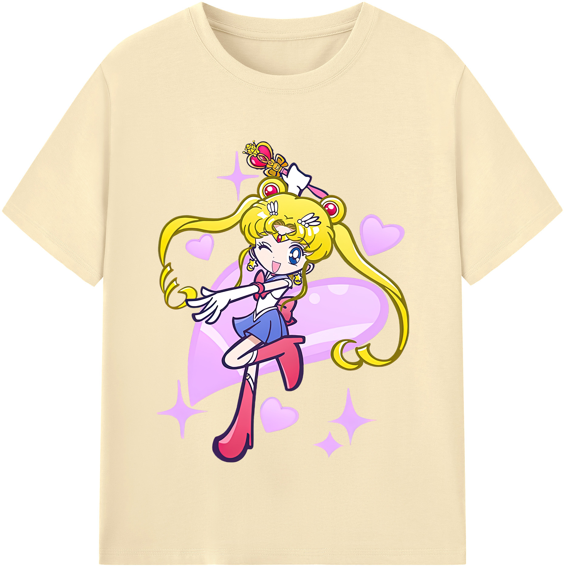 （画像用） 美少女戦士セーラームーン 月野 うさぎ つきの うさぎ Sailor Moon Tsukino Usagi 綿100％半袖Tシャツ（フロントプリント）
