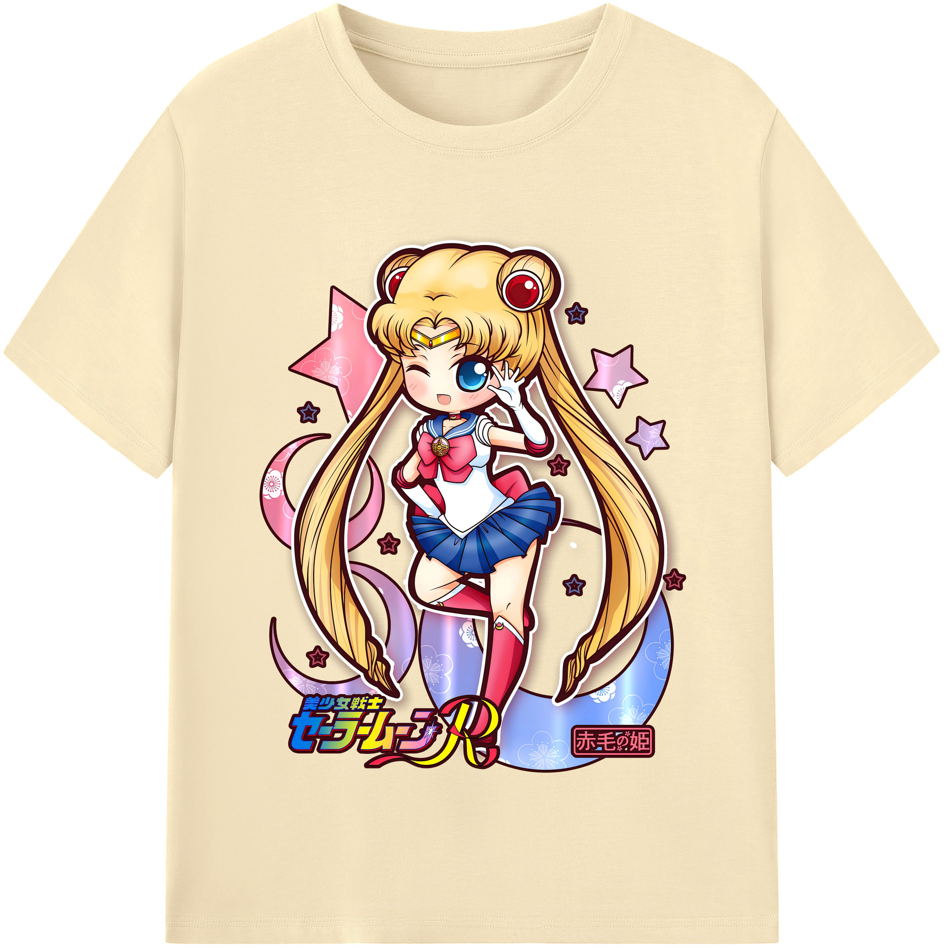 （画像用） 美少女戦士セーラームーン 月野 うさぎ つきの うさぎ Sailor Moon Tsukino Usagi 綿100％半袖Tシャツ（フロントプリント）