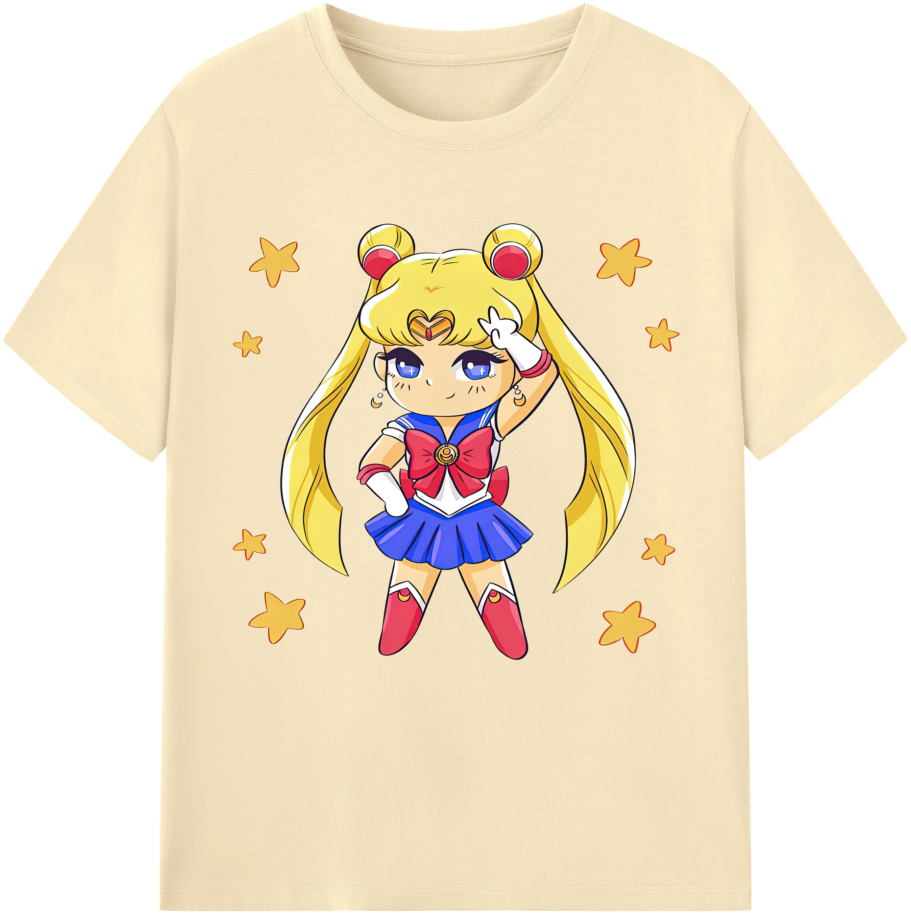 （画像用） 美少女戦士セーラームーン 月野 うさぎ つきの うさぎ Sailor Moon Tsukino Usagi 綿100％半袖Tシャツ（フロントプリント）