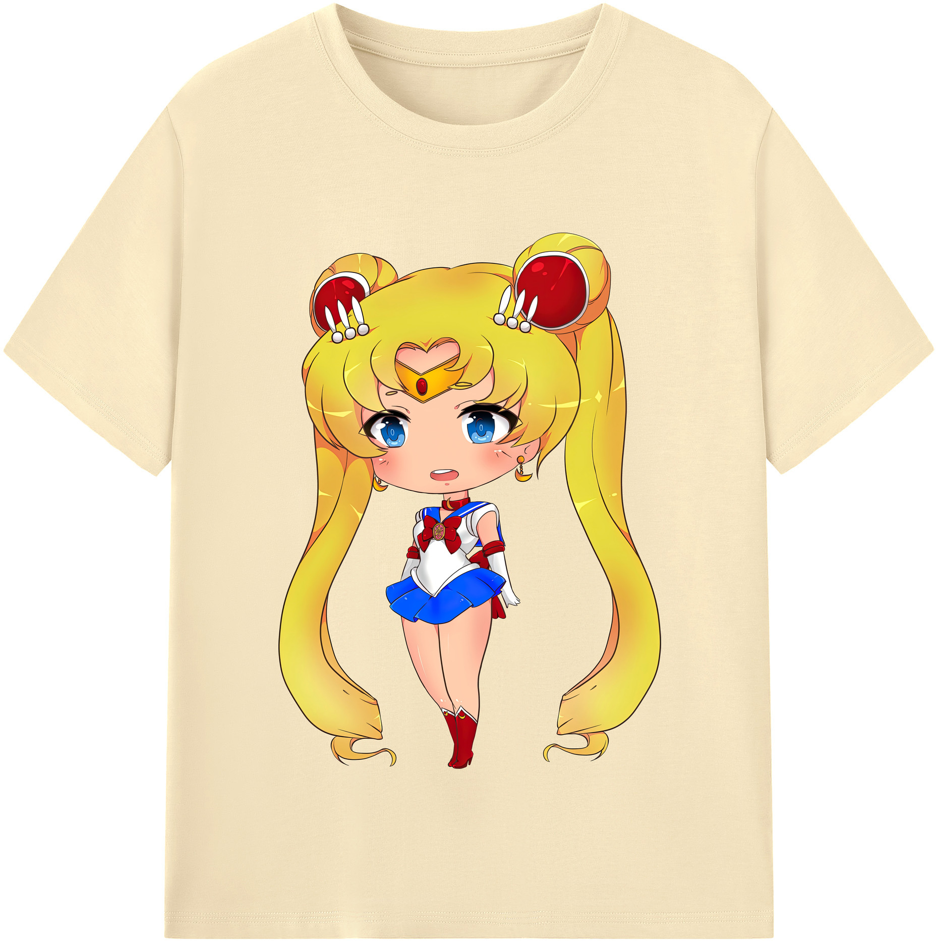 （画像用） 美少女戦士セーラームーン 月野 うさぎ つきの うさぎ Sailor Moon Tsukino Usagi 綿100％半袖Tシャツ（フロントプリント）
