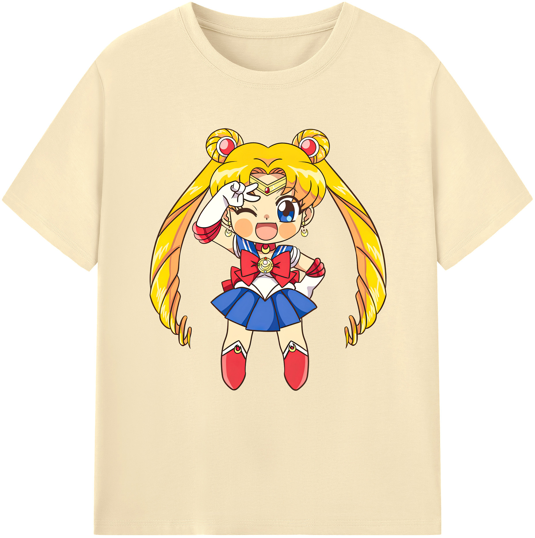 （画像用） 美少女戦士セーラームーン 月野 うさぎ つきの うさぎ Sailor Moon Tsukino Usagi 綿100％半袖Tシャツ（フロントプリント）