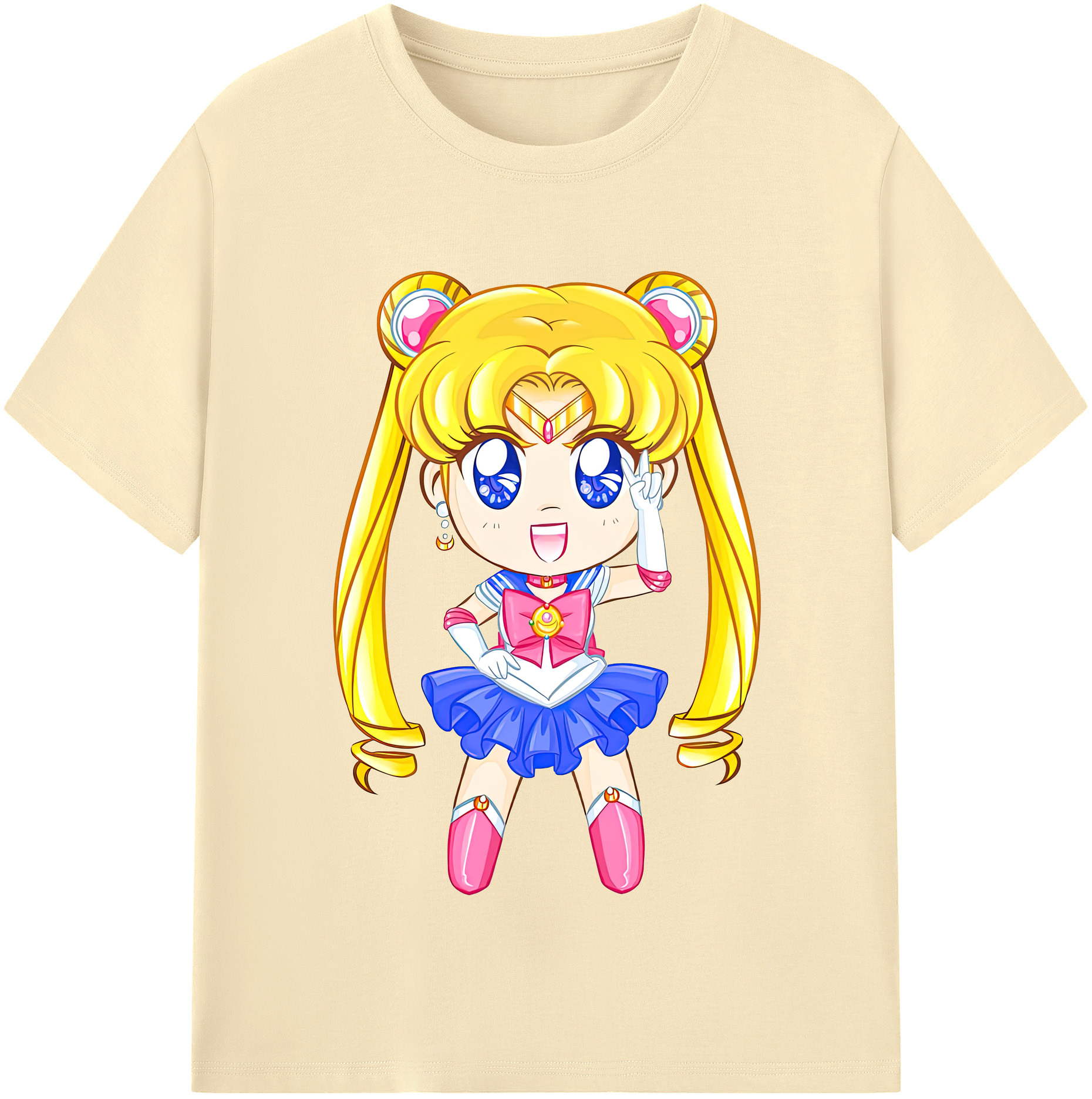 （画像用） 美少女戦士セーラームーン 月野 うさぎ つきの うさぎ Sailor Moon Tsukino Usagi 綿100％半袖Tシャツ（フロントプリント）